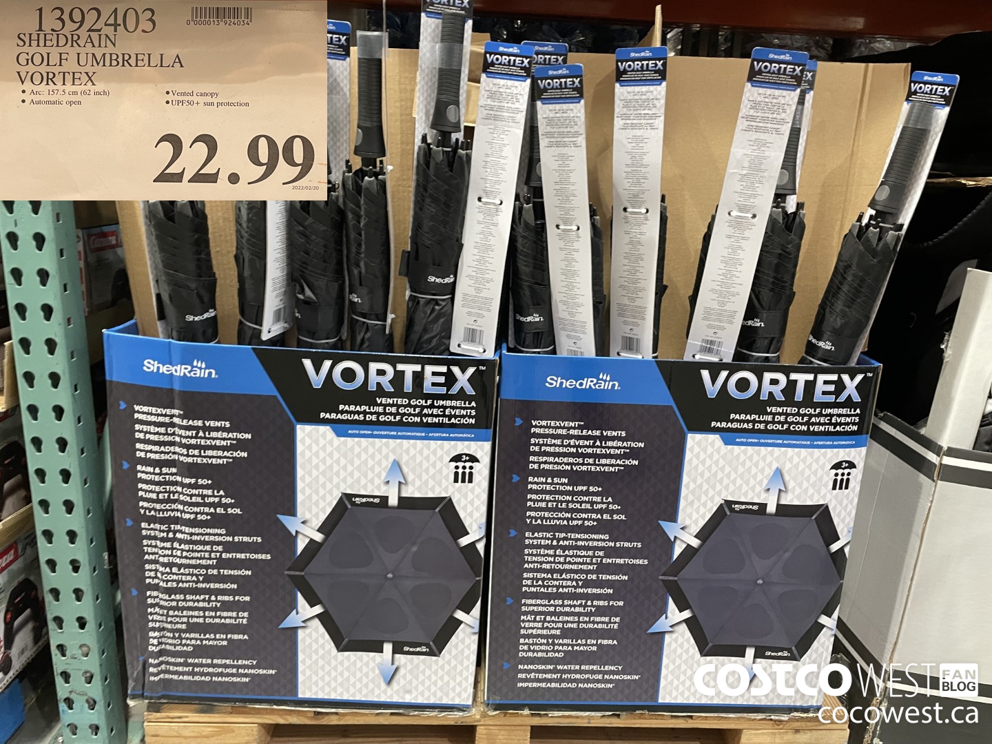 1392403 SHEDRAIN GOLF UMBRELLA VORTEX $22.99