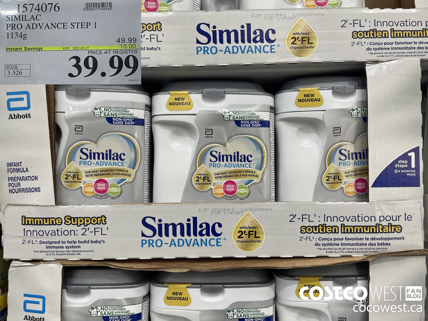 1574076 SIMILAC PRO ADVANCE STEP 1 1134g ($10.00 INSTANT SAVINGS EXPIRES ON 2022-02-27) $39.99
