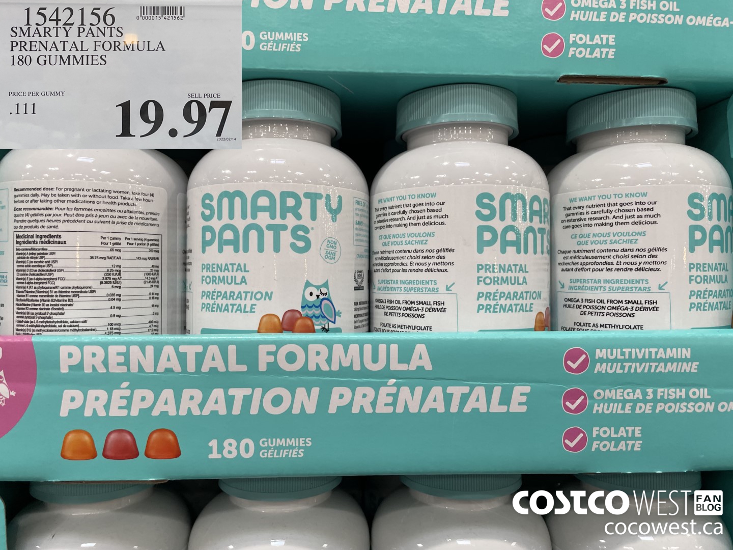 1542156 SMARTY PANTS PRENATAL FORMULA 180 GUMMIES $19.97