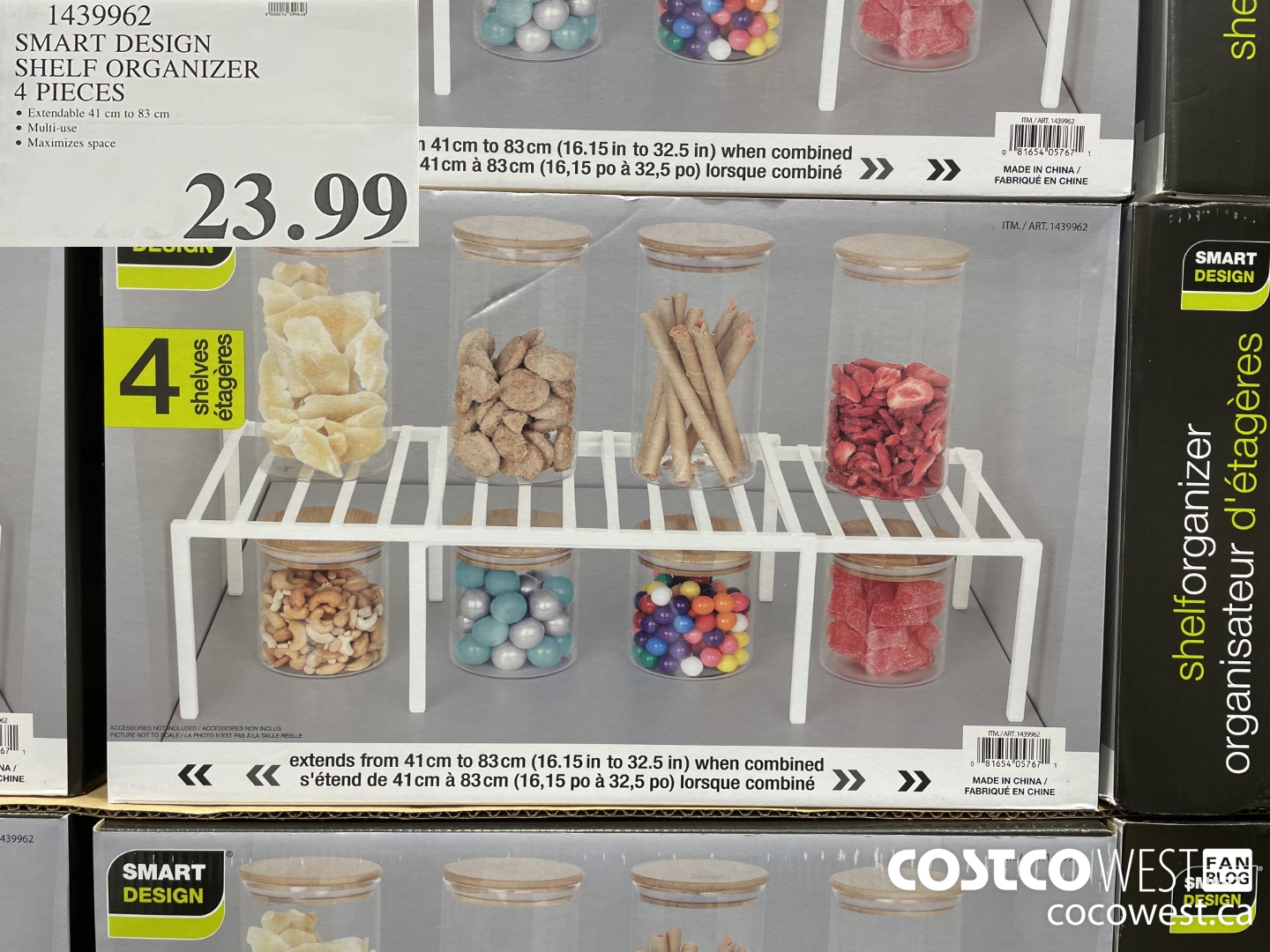 1439962 SMART DESIGN SHELF ORGANIZER 4 PIECES $23.99