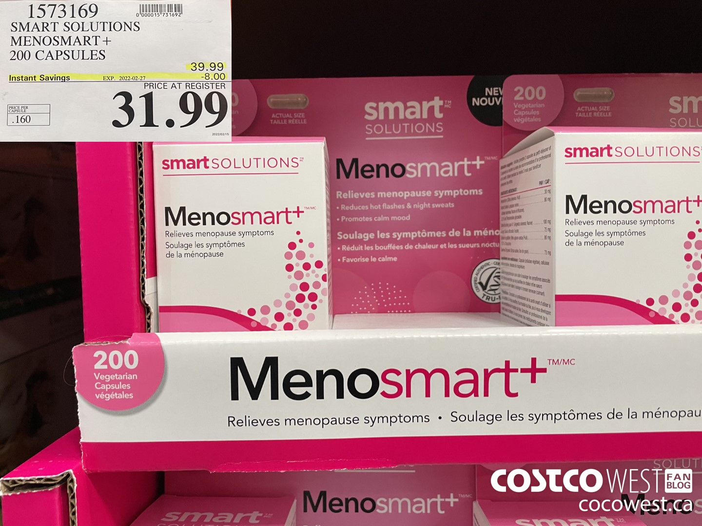 1573169 SMART SOLUTIONS MENOSMART + 200 CAPSULES ($8.00 INSTANT SAVINGS EXPIRES ON 2022-02-27) $31.99