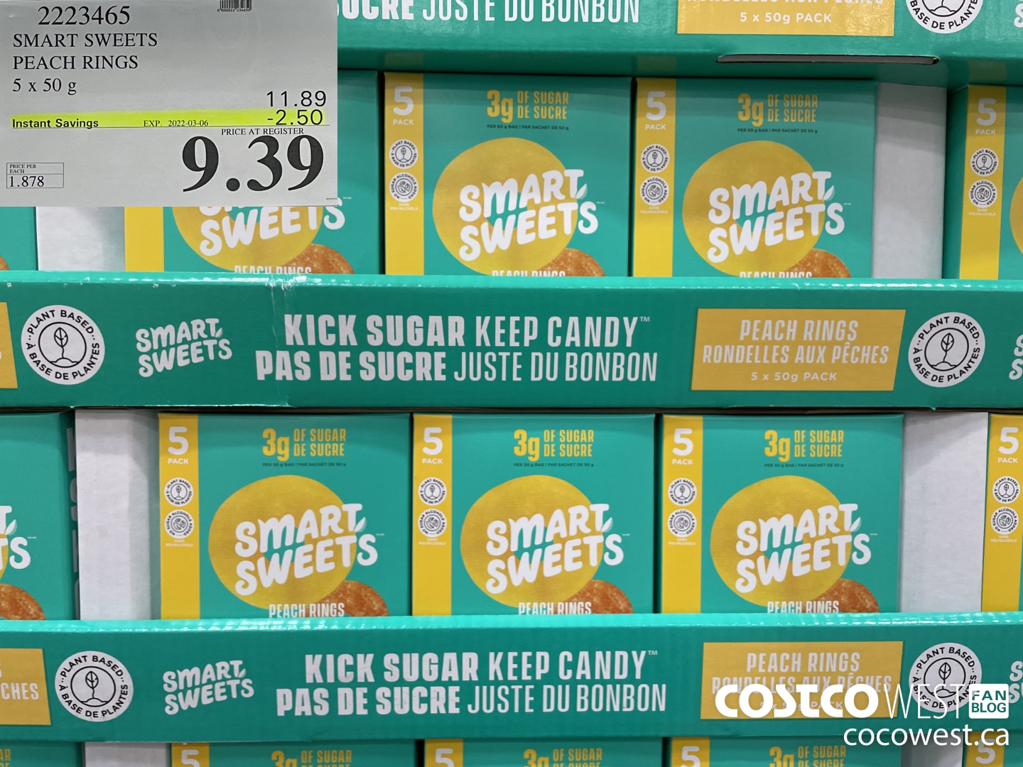 2223465 SMART SWEETS PEACH RINGS 5 x 50g ($2.50 INSTANT SAVINGS EXPIRES ON 2022-03-06) $9.39