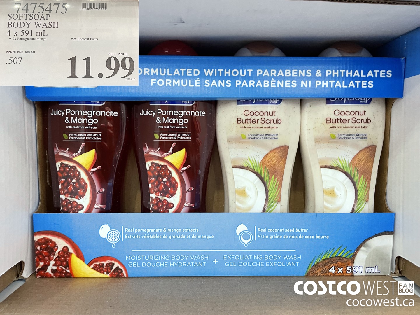 7475475 SOFTSOAP BODY WASH 4 x 591 mL $11.99