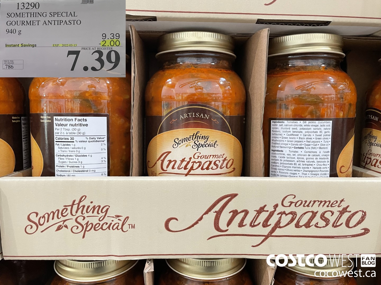 13290 SOMETHING SPECIAL GOURMET ANTIPASTO 940 g ($2.00 INSTANT SAVINGS EXPIRES ON 2022-03-13) $7.39