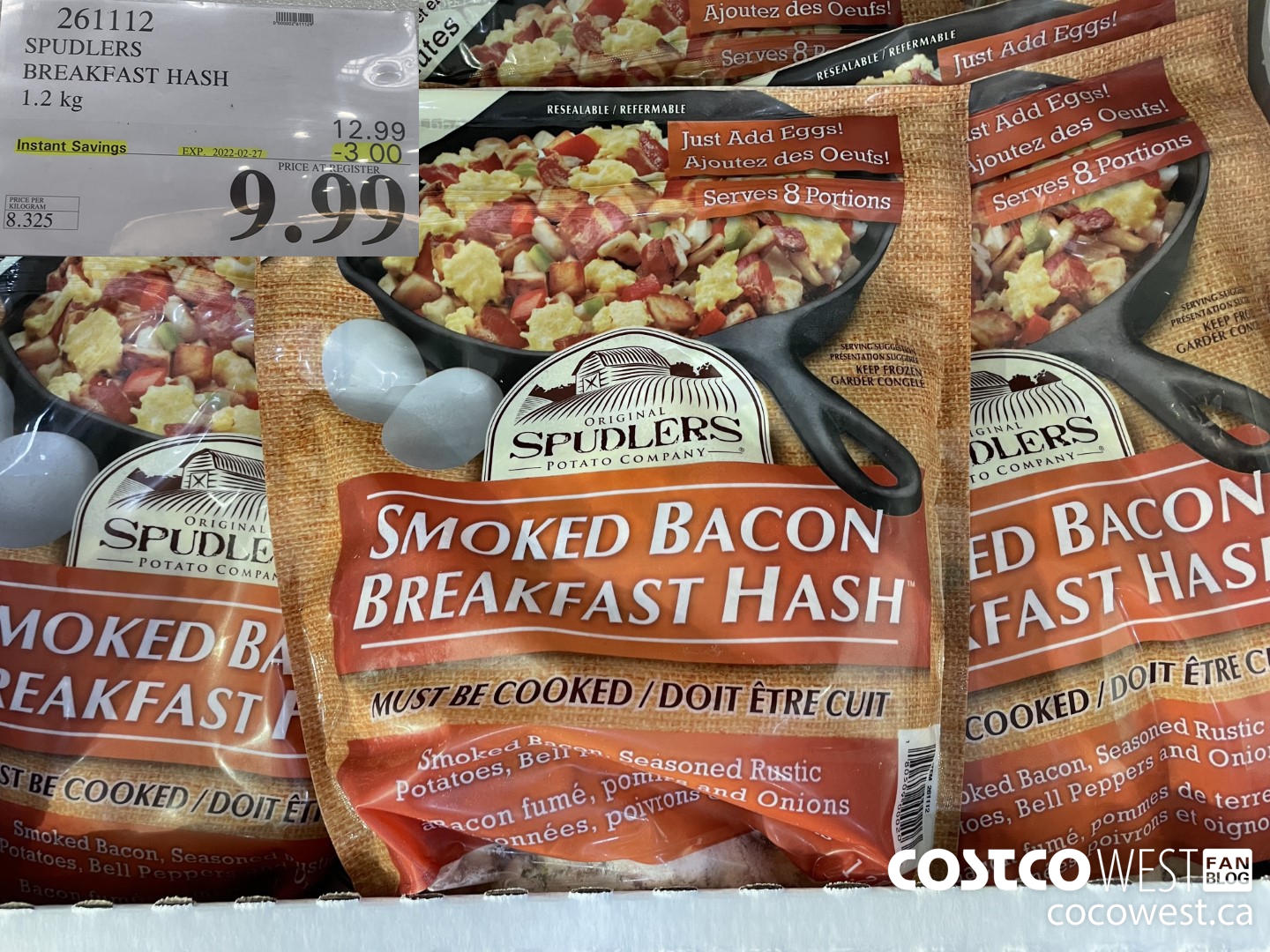 261112 SPUDLERS BREAKFAST HASH 1.2 kg ($3.00 INSTANT SAVINGS EXPIRES ON 2022-02-27) $9.99
