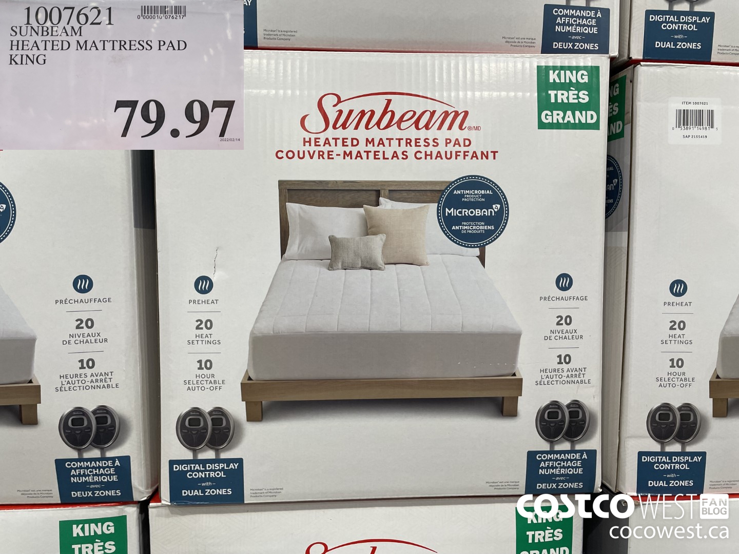 1007621 SUNBEAM HEATED MATTRESS PAD KING  $79.97