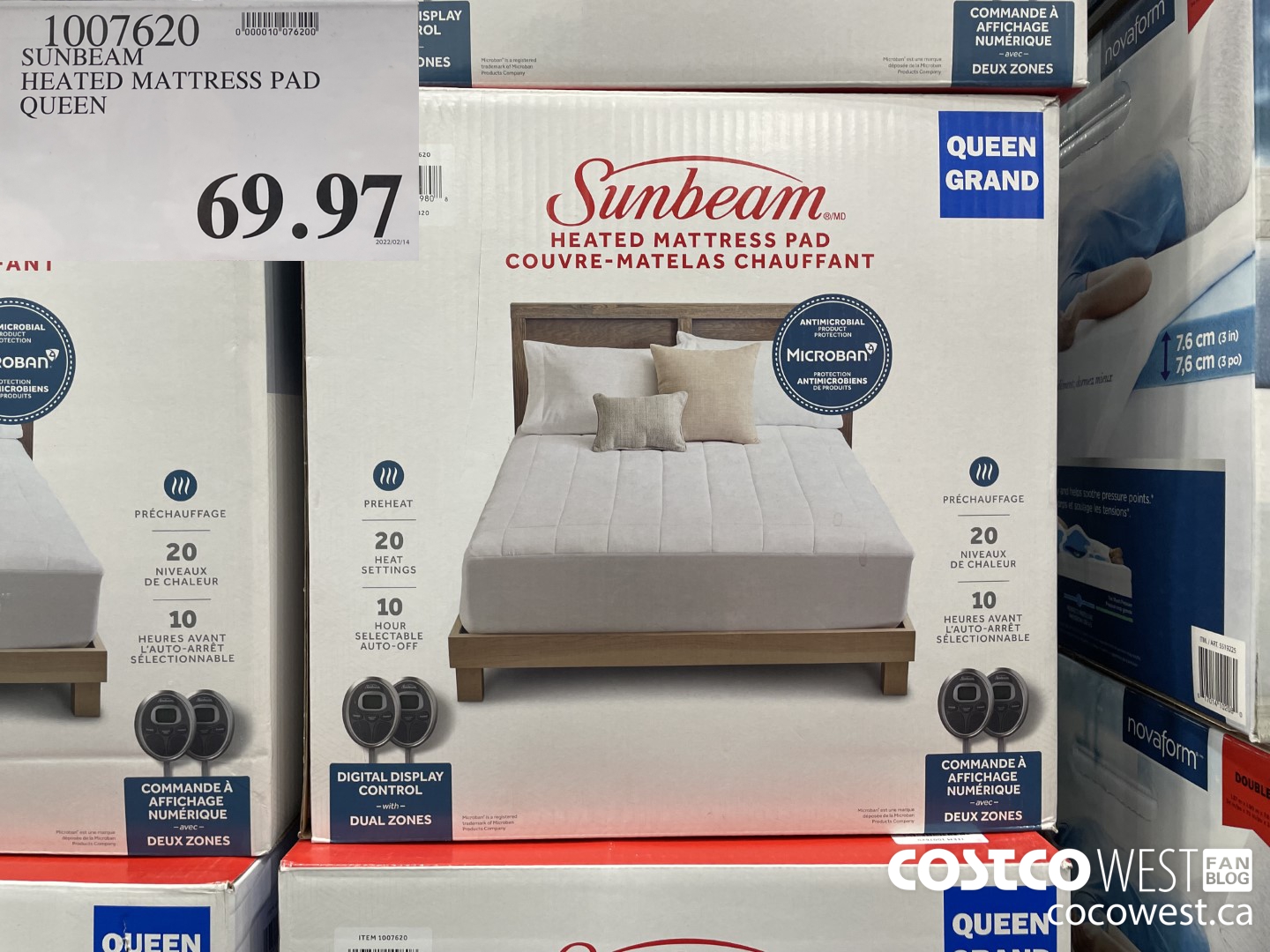 1007620 SUNBEAM HEATED MATTRESS PAD QUEEN $69.97