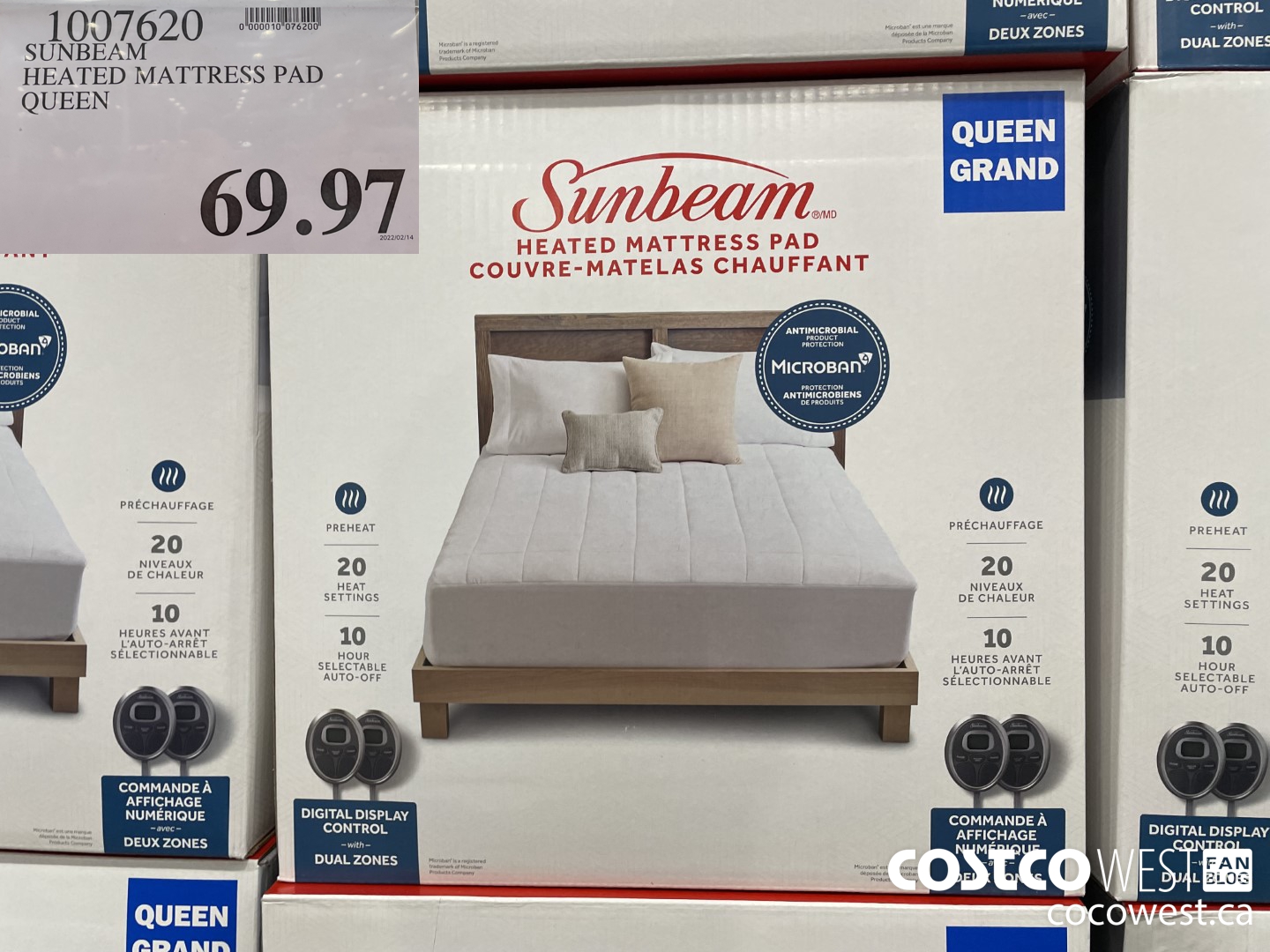 1007620 SUNBEAM HEATED MATTRESS PAD QUEEN $69.97