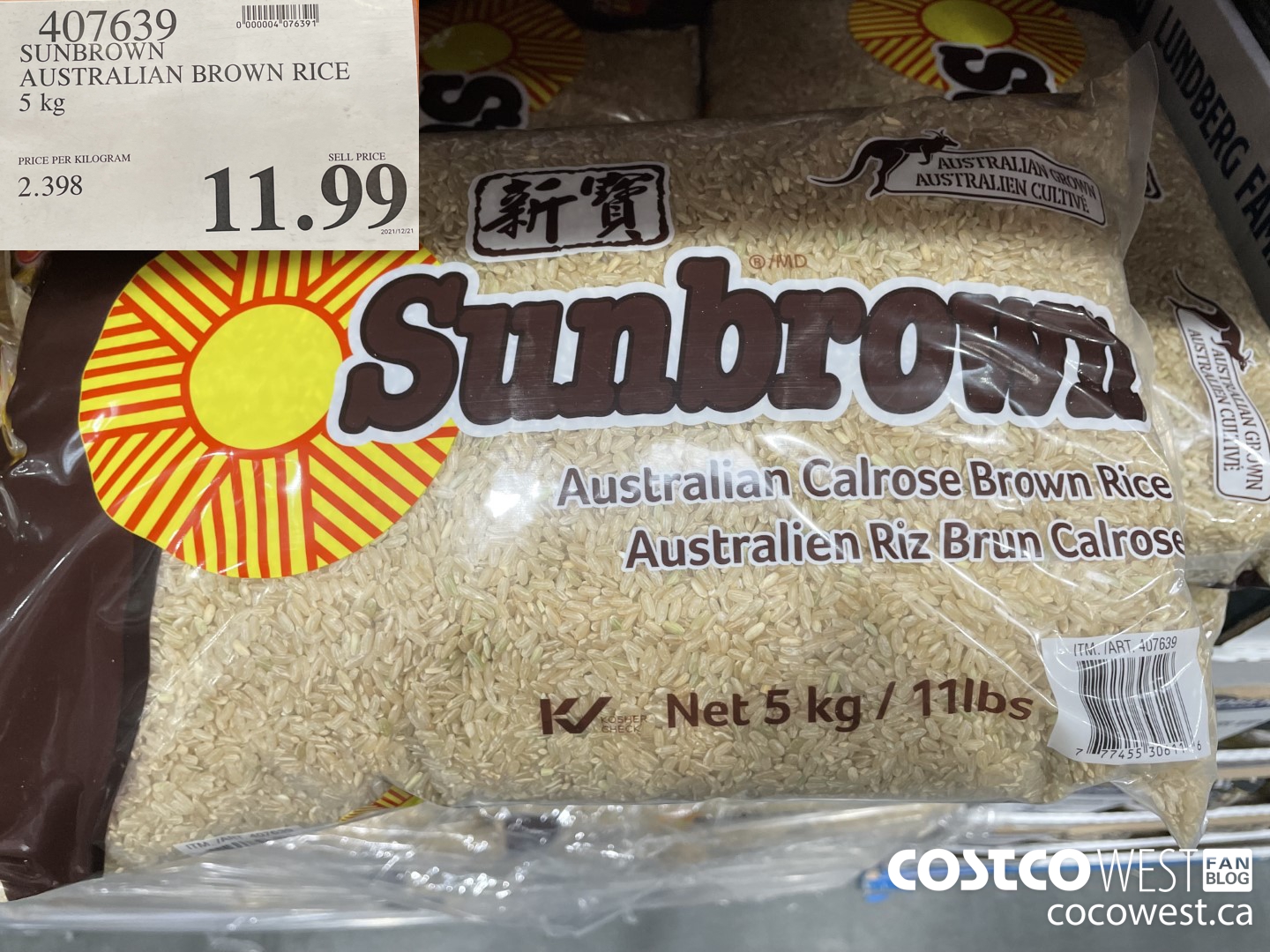 407639 SUNBROWN AUSTRALIAN BROWN RICE 5 kg $11.99