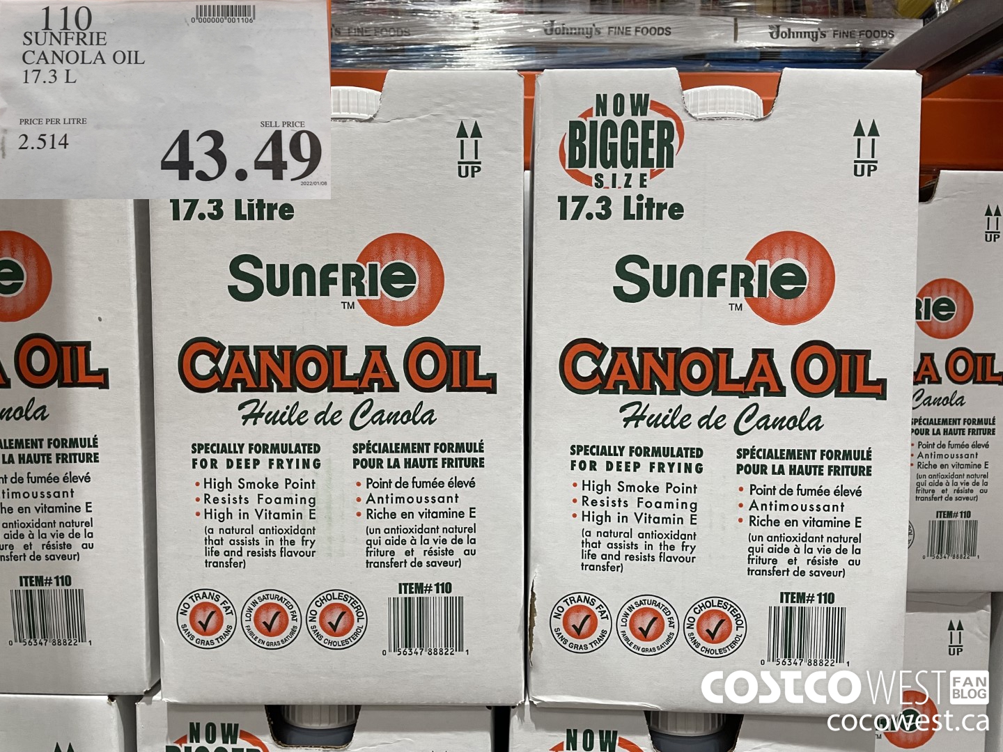 110 SUNFRIE CANOLA OIL 17.3 L $43.49