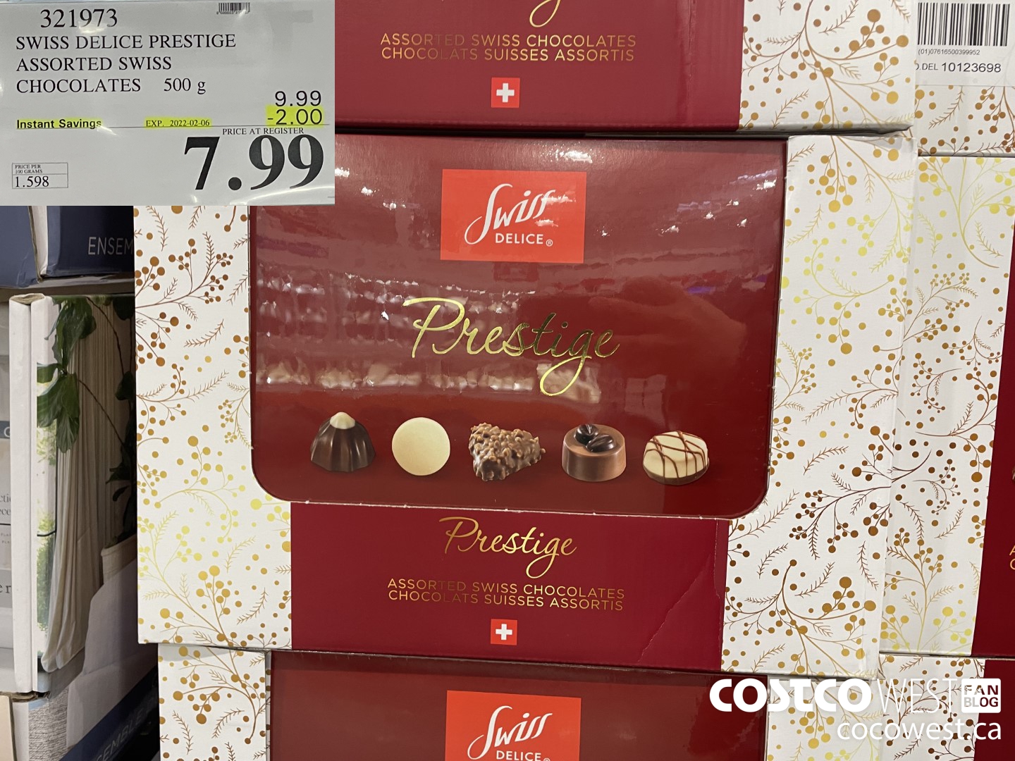 321973 SWISS DELICE PRESTIGE ASSORTED SWISS CHOCOLATES 500g ($2.00 INSTANT SAVINGS EXPIRES ON 2022-02-06) $7.99