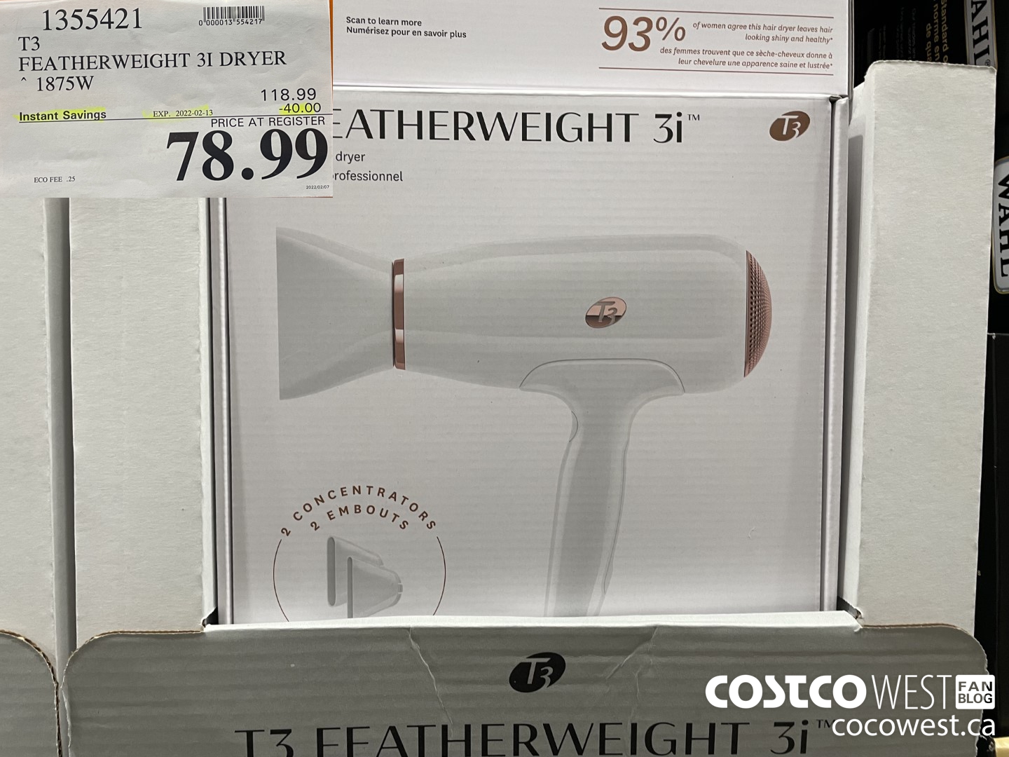 1355421 T3 FEATHERWEIGHT 31 DRYER 1875W ($40.00 INSTANT SAVINGS EXPIRES ON 2022-02-13) $78.99