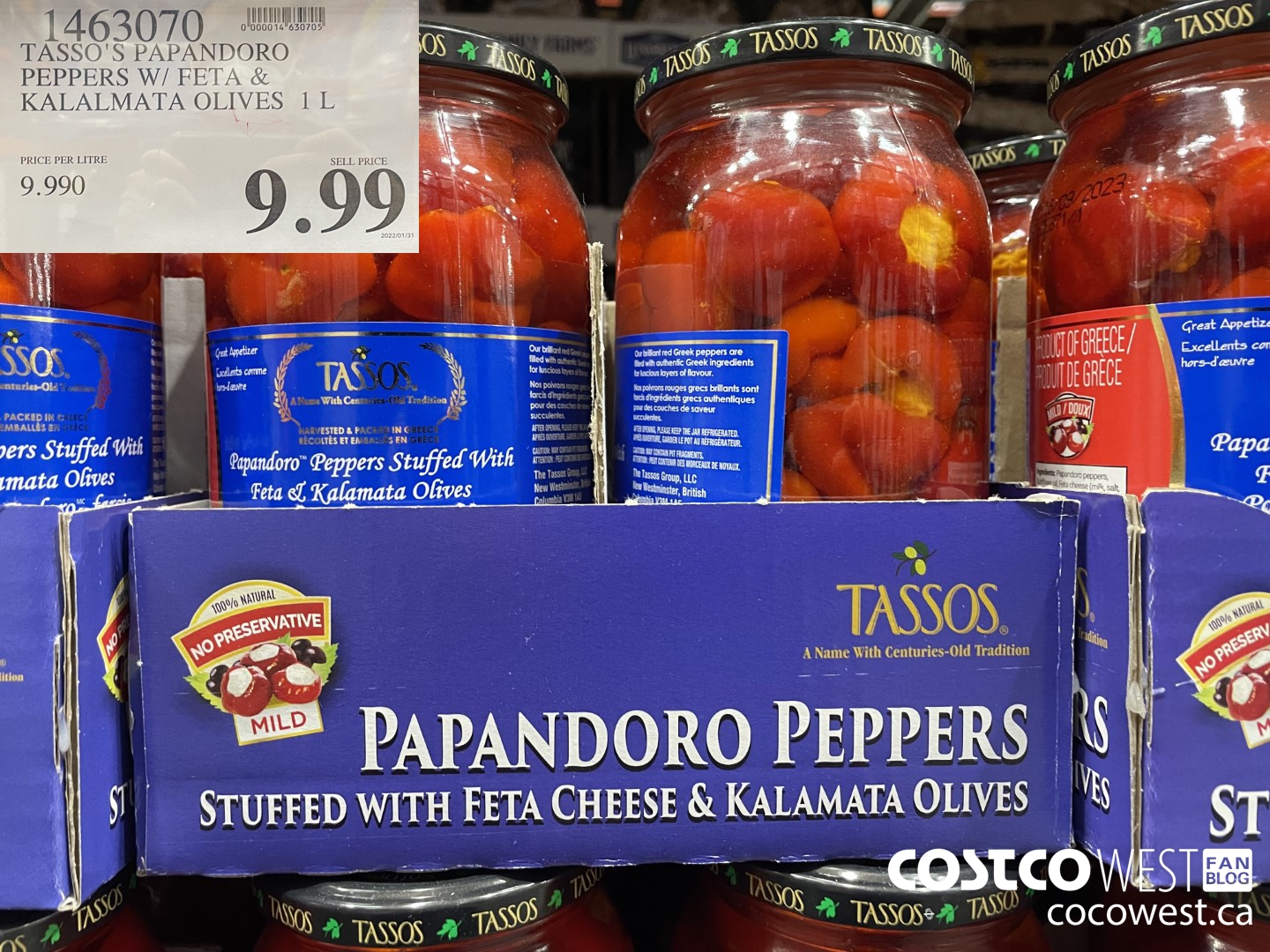 1463070 TASSO'S PAPANDORO PEPPERS W/FETA & KALALMATA OLIVES 1L $9.99