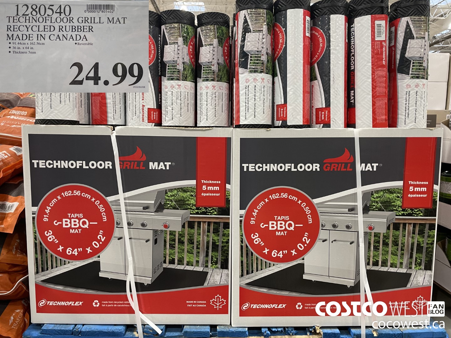 1280540 TECHNOFLOOR GRILL MAT RECYCLED RUBBER MADE IN CANADA $24.99