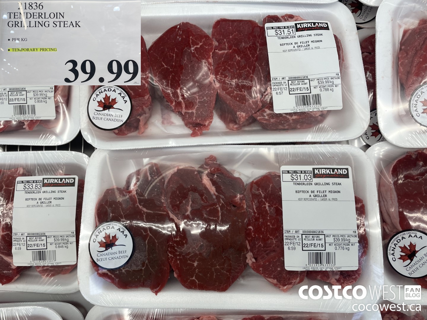 21836 TENDERLOIN GRILLING STEAK $39.99