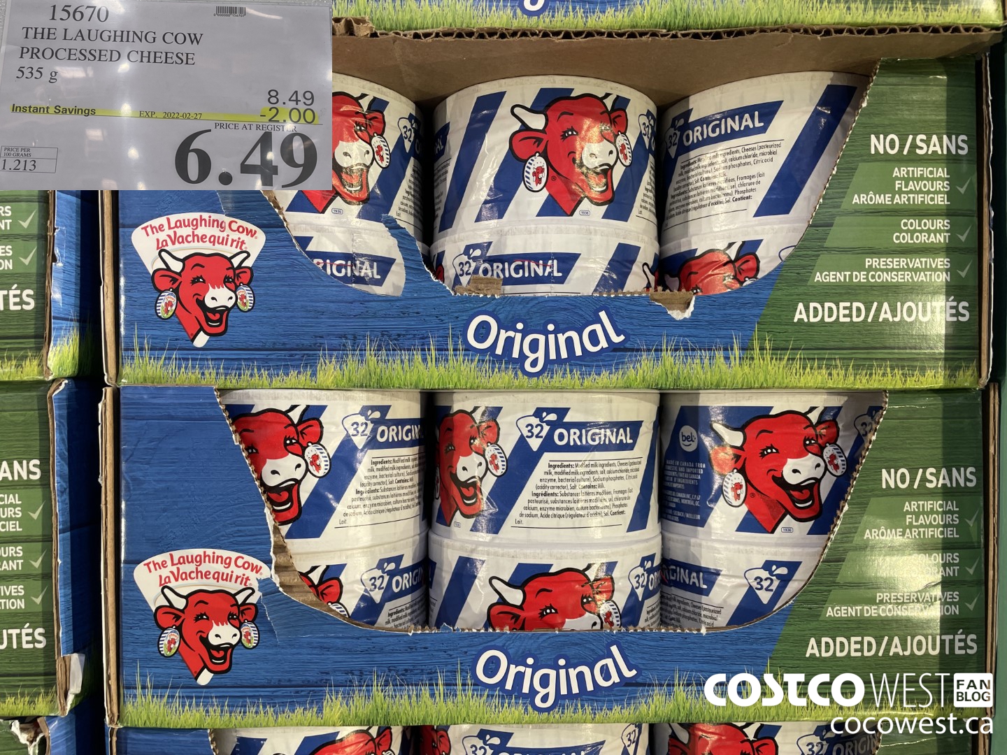 15670 THE LAUGHING COW PROCESSED CHEESE 535 g ($2.00 INSTANT SAVINGS EXPIRES ON 2022-02-27) $6.49