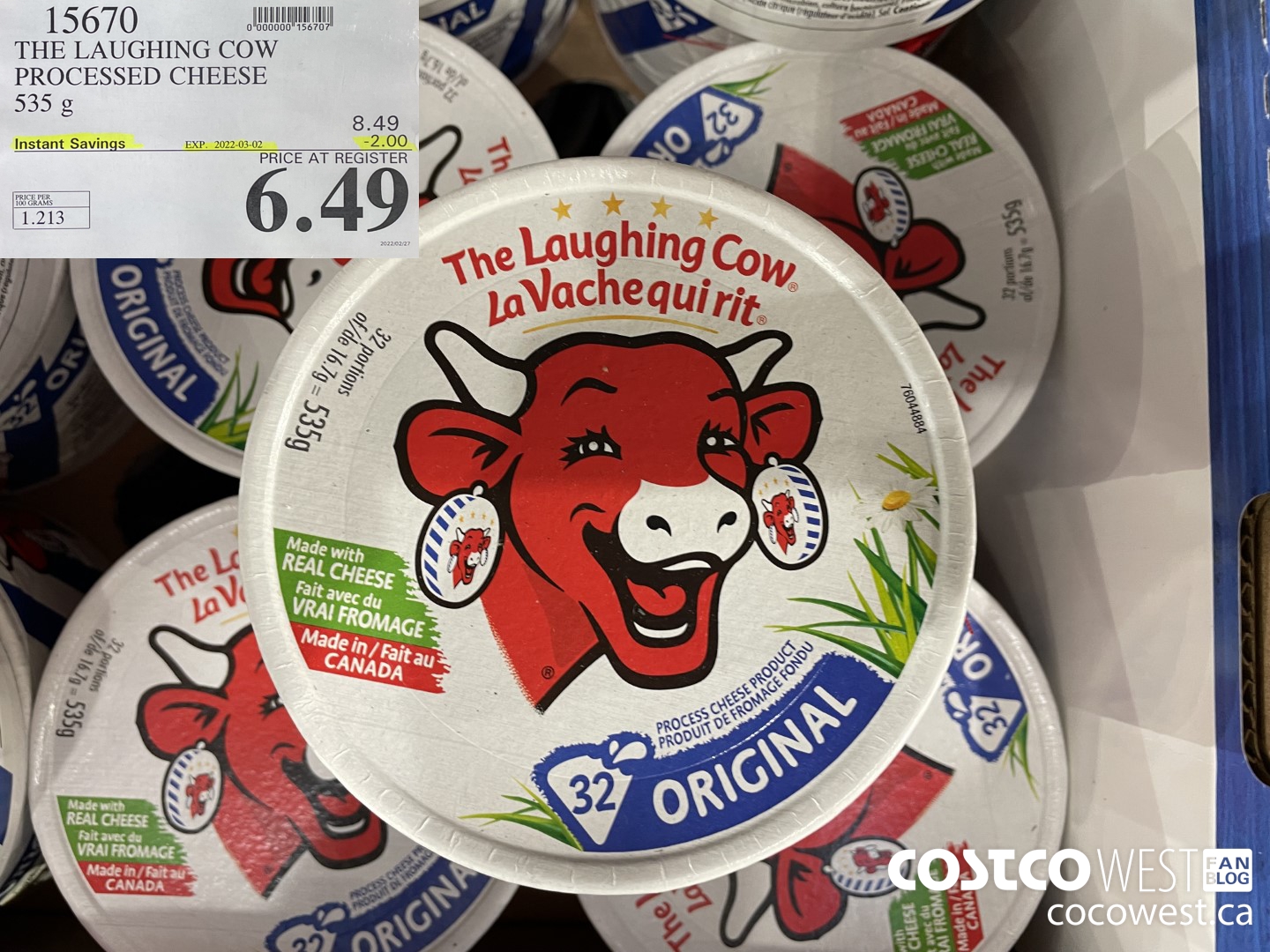 15670 THE LAUGHING COW PROCESSED CHEESE 535 g ($2.00 INSTANT SAVINGS EXPIRES ON 2022-03-02) $6.49