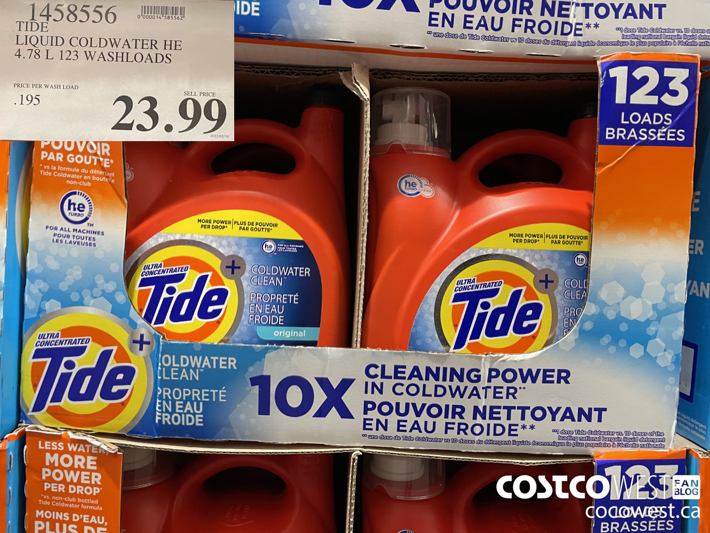 1458556 TIDE LIQUID COLDWATER HE 4.78 L 123 WASHLOADS  $23.99