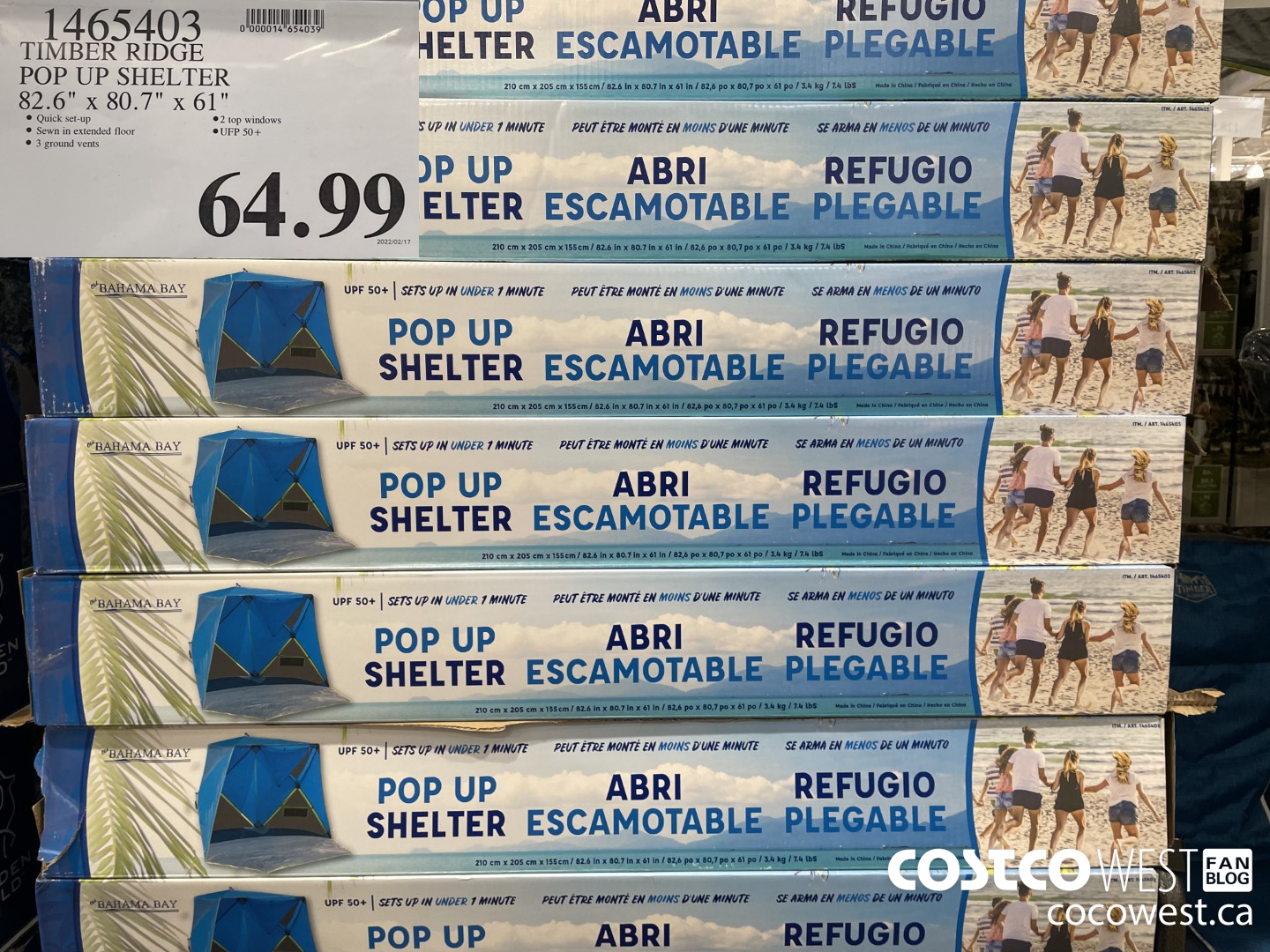 1465403 TIMBER RIDGE POP UP SHELTER $64.99