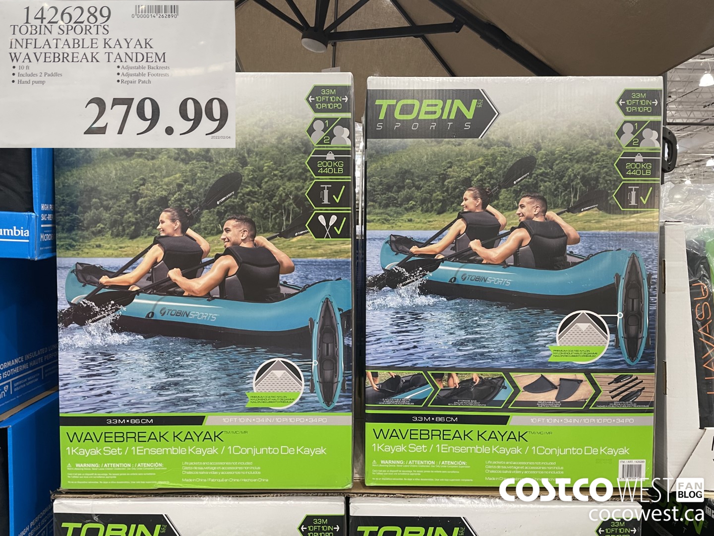 1426289 TOBIN SPORTS INFLATABLE KAYAK WAVEBREAK TANDEM  $279.99