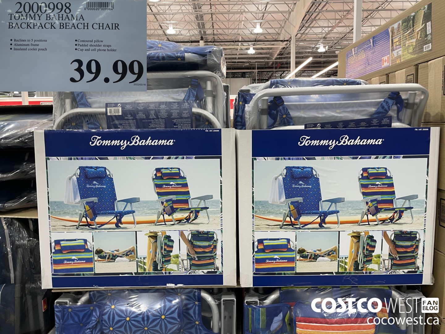 2000998 TOMMY BAHAMA BACKPACK BEACH CHAIR $39.99