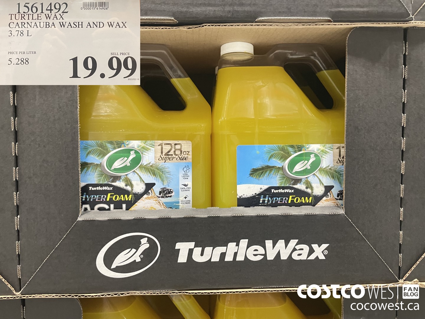 1561492 TURTLE WAX CARNAUBA WASH AND WAX 3.78 L $19.99