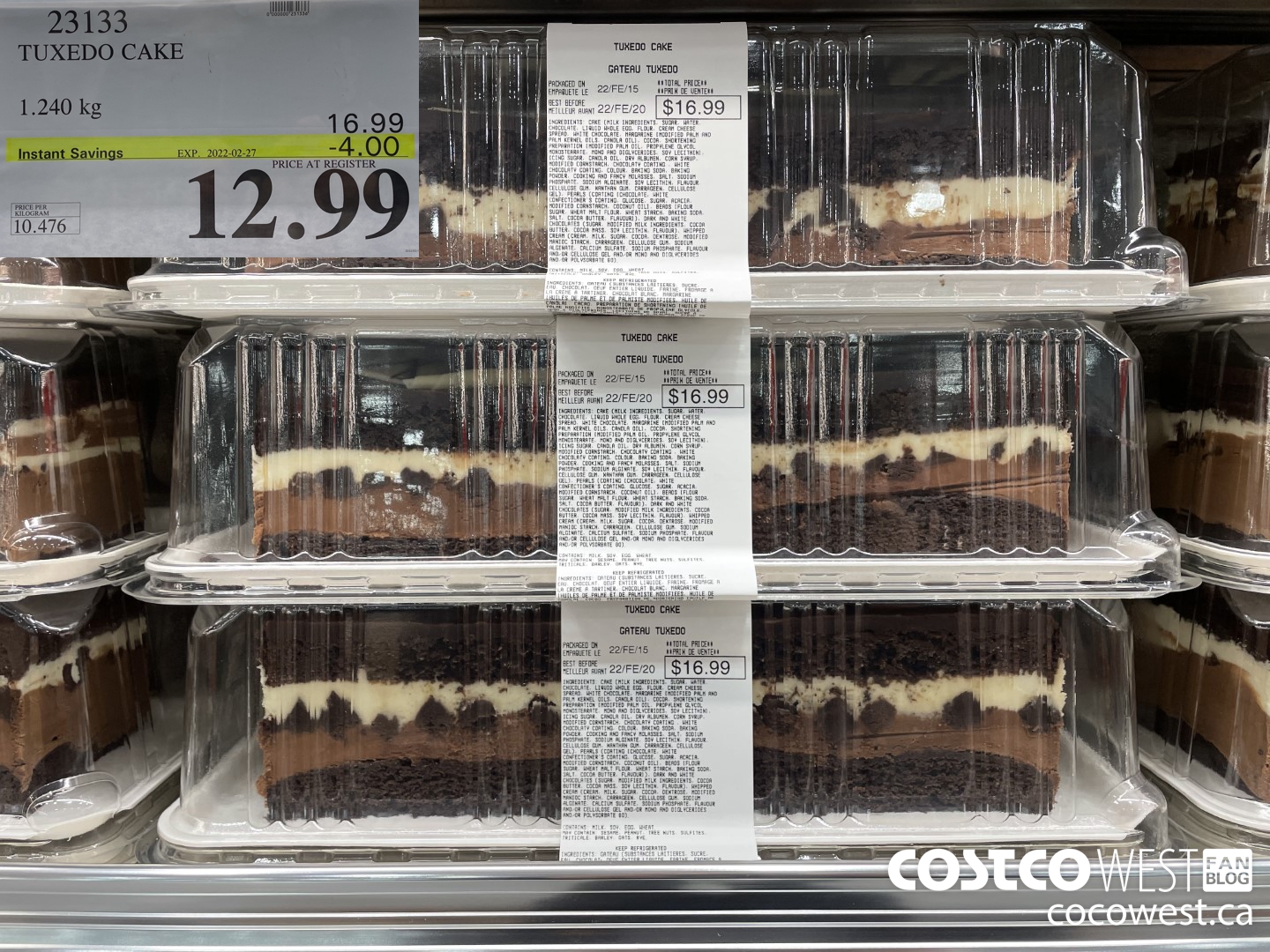 23133 TUXEDO CAKE 1.240 kg ($4.00 INSTANT SAVINGS EXPIRES ON 2022-02-27) $12.99