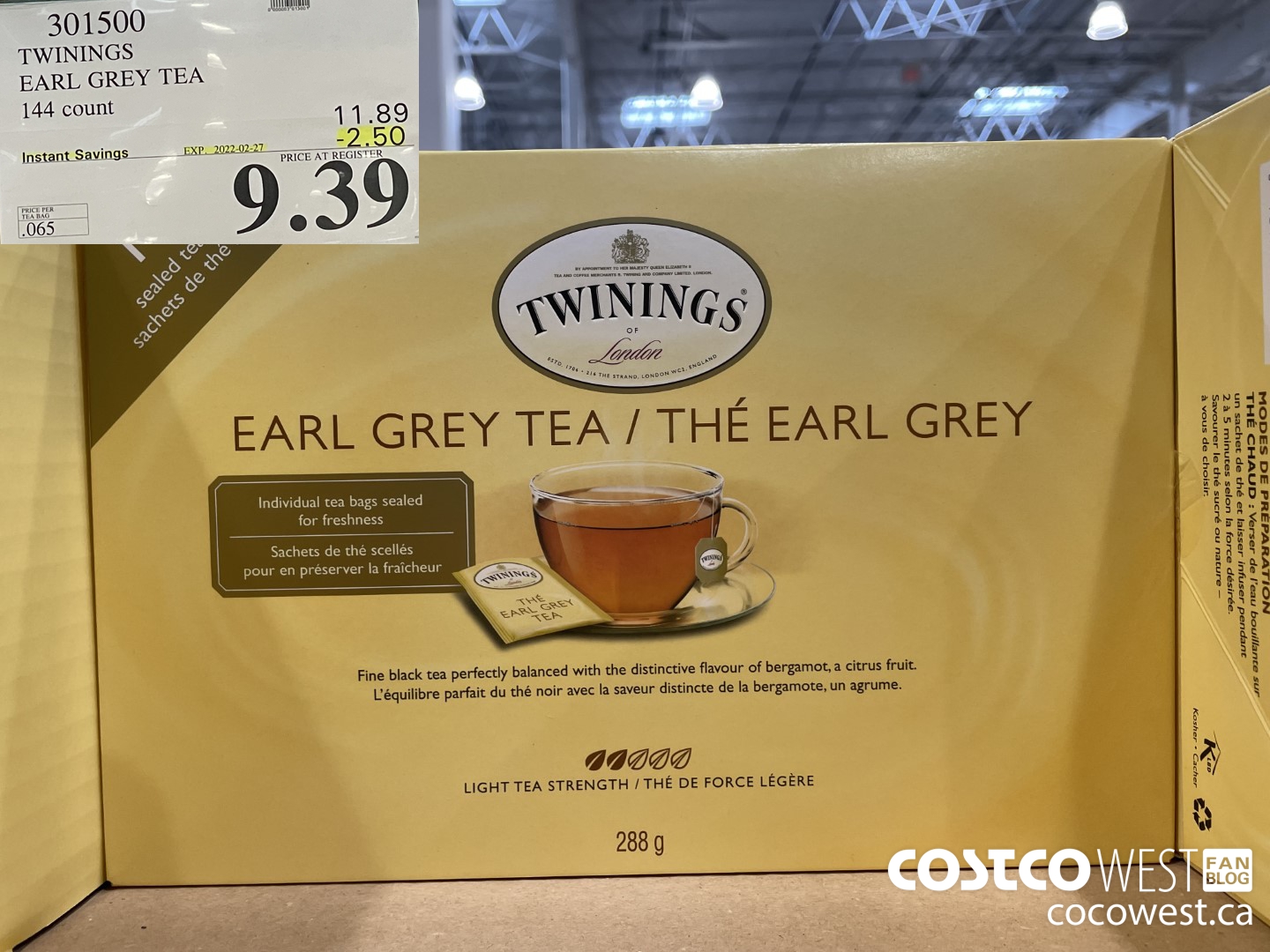 301500 TWINNINGS EARL GREY TEA 144 count ($2.50 INSTANT SAVINGS EXPIRES ON 2022-02-27) $9.39