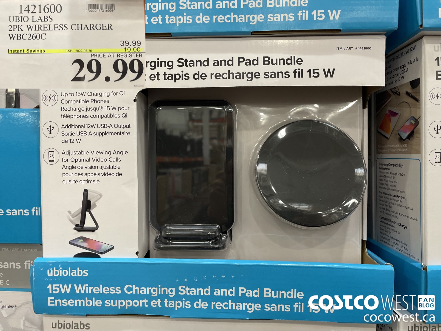 1421600 UBIO TABS 2PK WIRELESS CHARGER WBC260C ($10.00 INSTANT SAVINGS EXPIRES ON 2022-02-20) $29.99