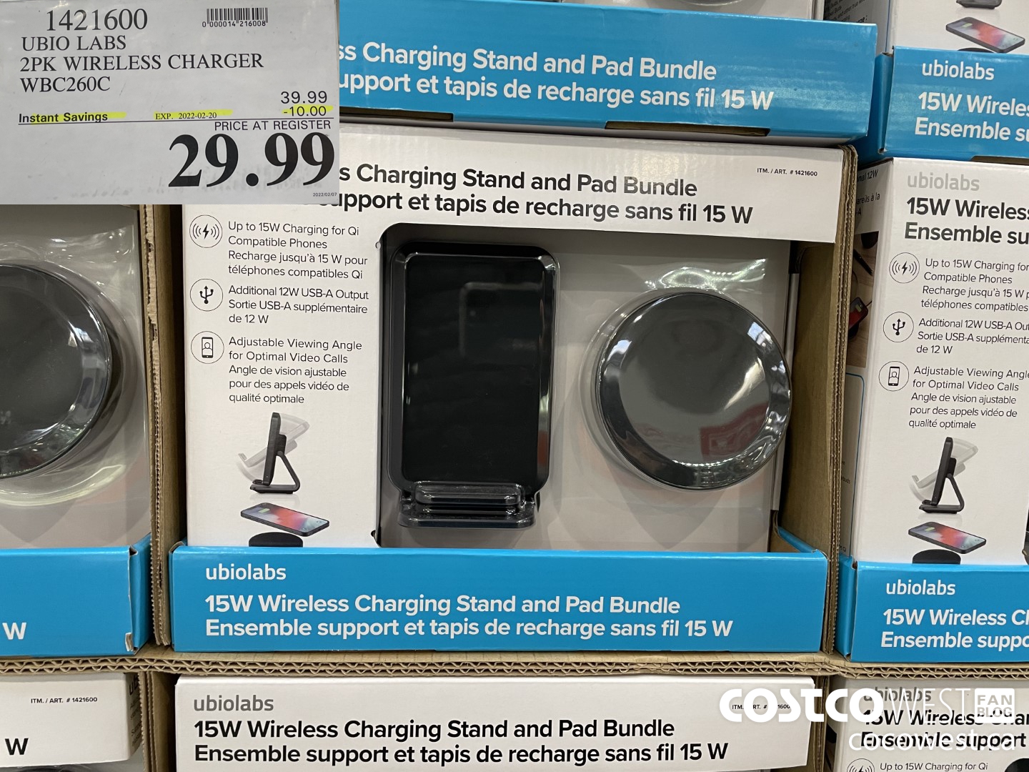 1421600 UBIO TABS 2PK WIRELESS CHARGER WBC260C ($10.00 INSTANT SAVINGS EXPIRES ON 2022-02-20) $29.99