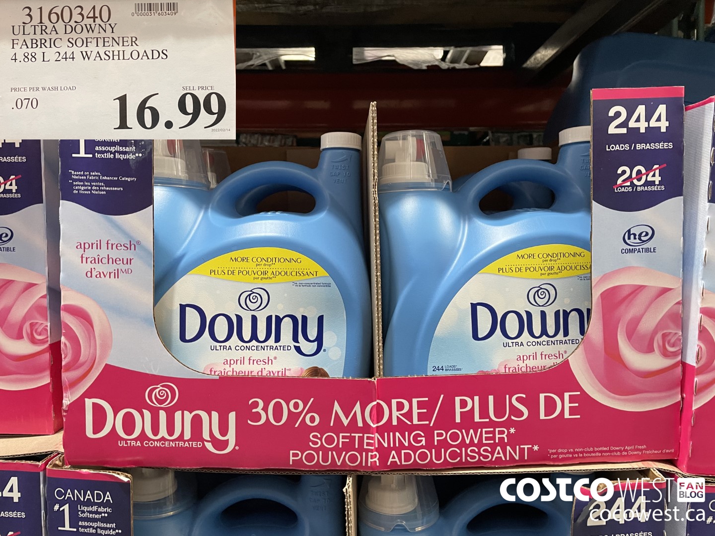 3160340 ULTRA DOWNY FABRIC SOFTENER 4.88 L 244 WASHLOADS $16.99