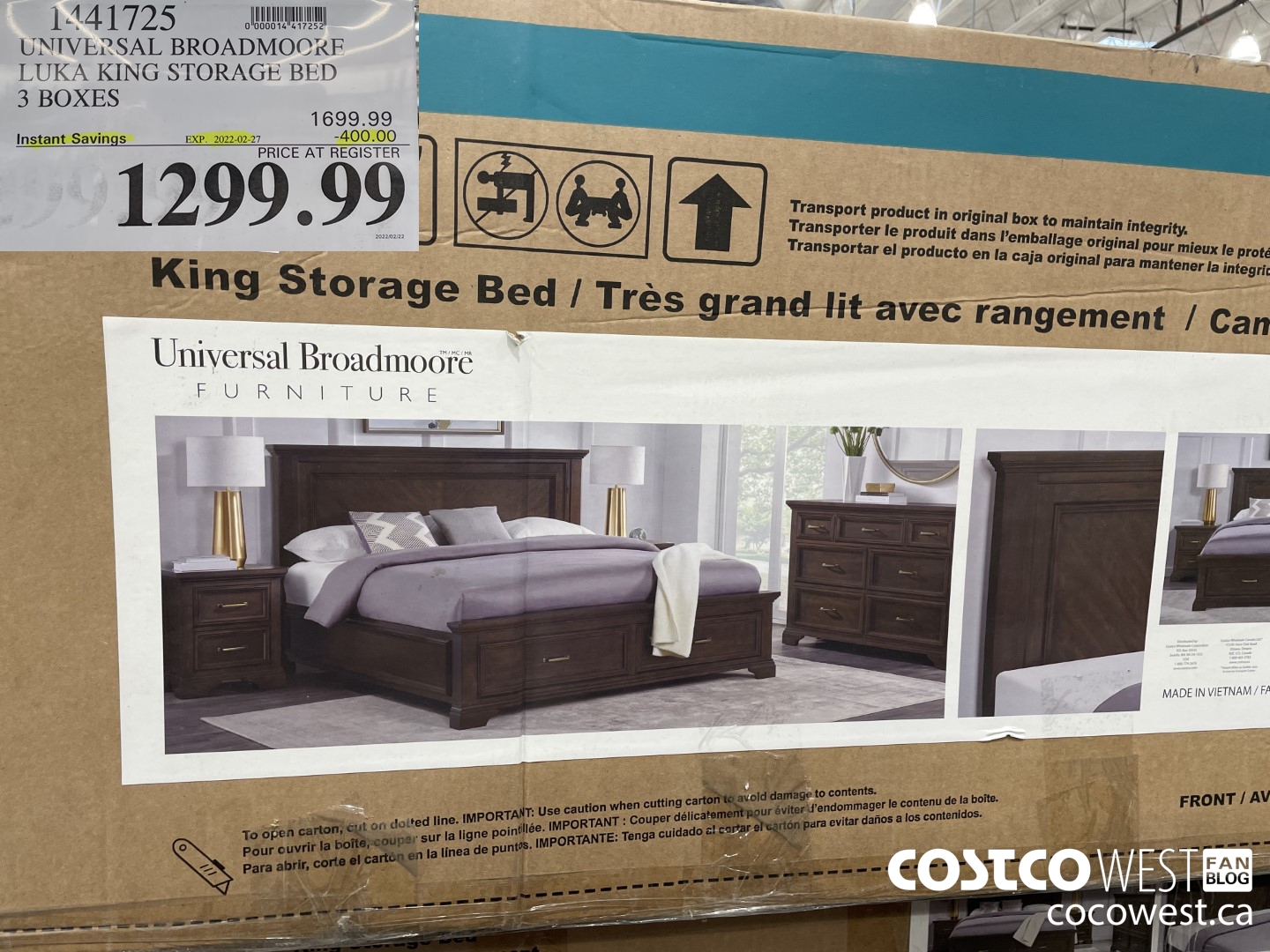 Costco 2022 Winter Seasonal Aisle The Entire Furniture BBQ Garden   UNIVERSAL BROADMOORE LUKA KING STORAGE BED 3 BOXES 20220228 82177 