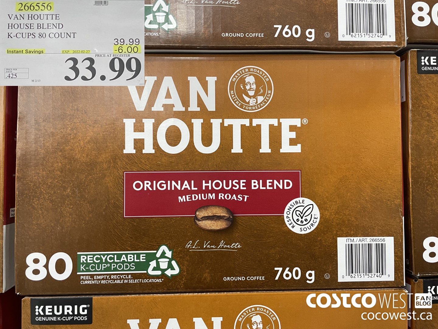 266556 VAN HOUTTE HOUSE BLEND K-CUPS 80 COUNT ($6.00 INSTANT SAVINGS EXPIRES ON 2022-02-27) $33.99