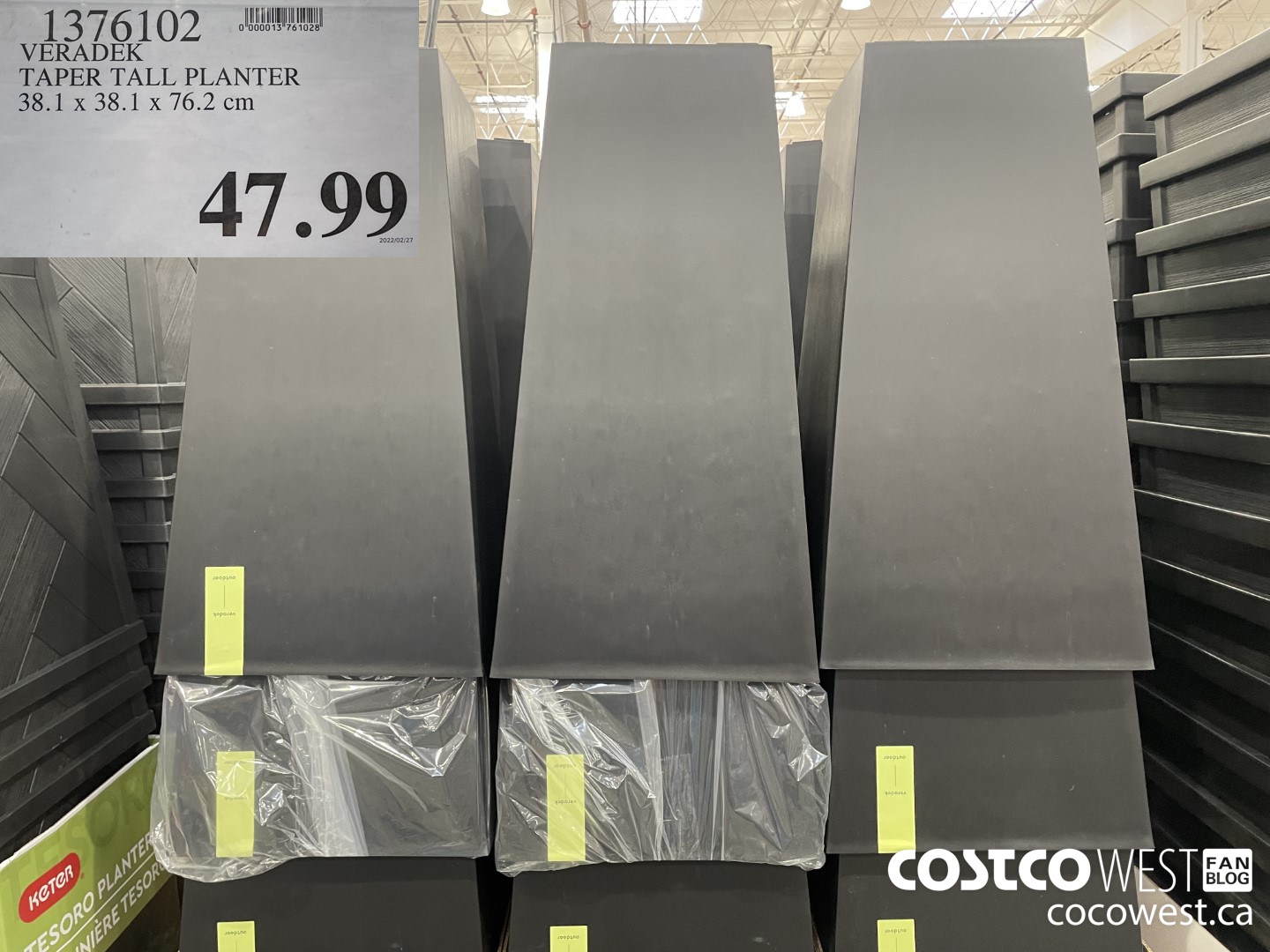 1376102 VERADEK TAPER TALL PLANTER 38.1 x 38.1 x 76.2 cm $47.99