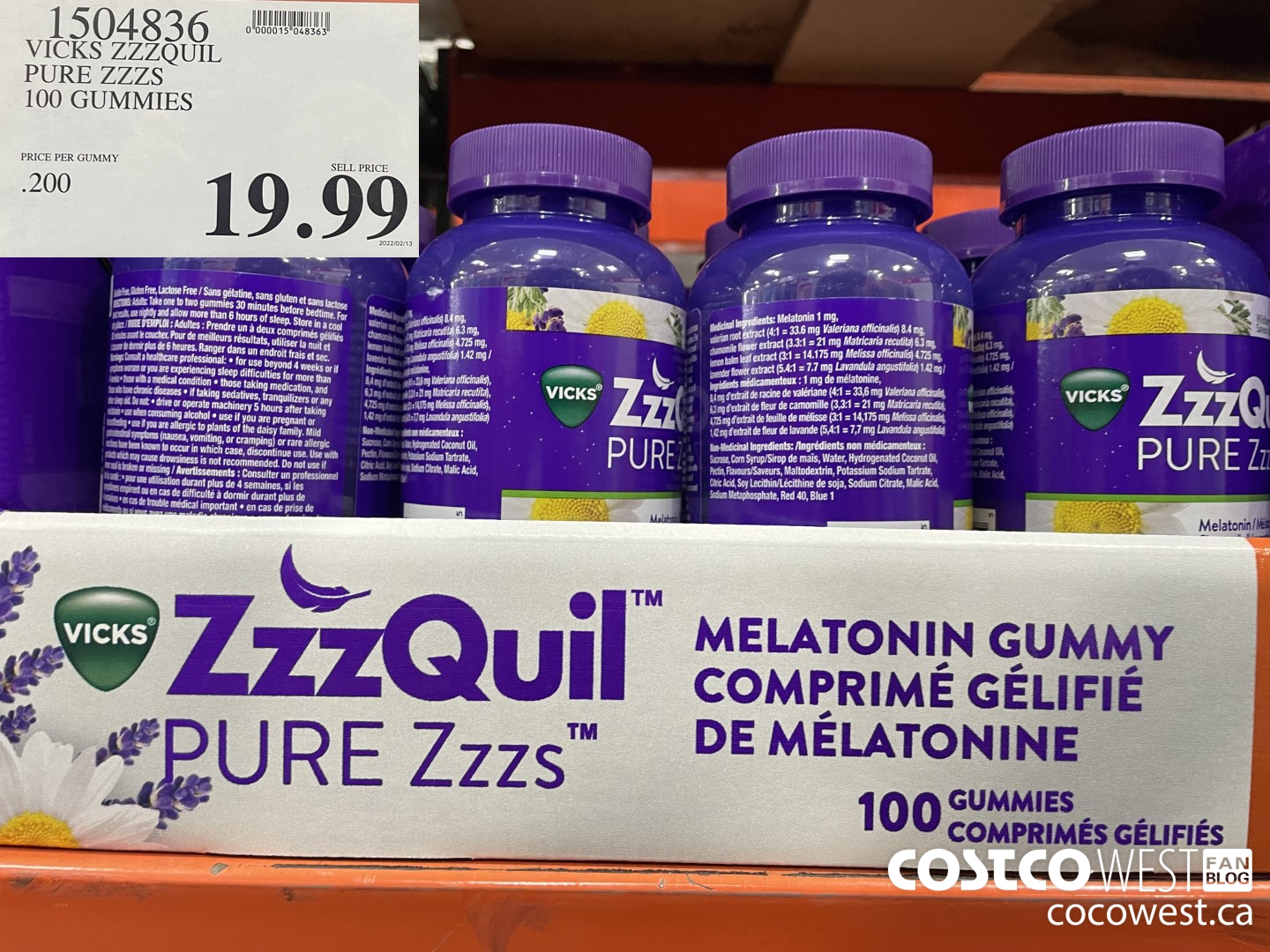 1504836 VICKS ZZZQUIL PURE ZZZS 100 GUMMIES $19.99