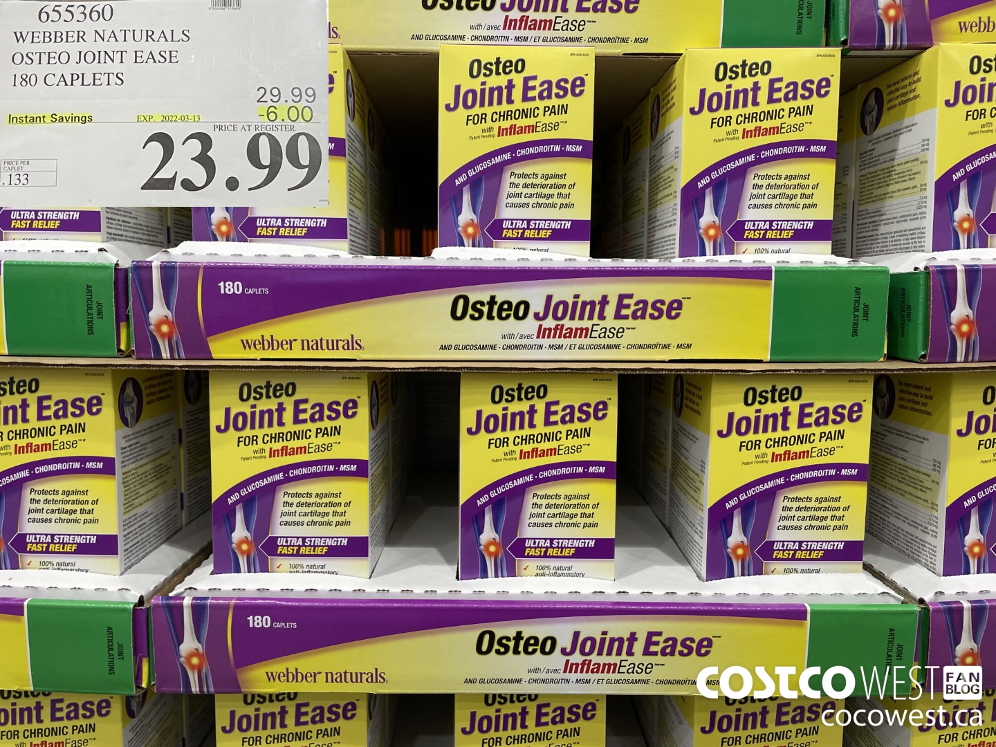 655360 WEBBER NATURALS OSTEO JOINT EASE 180 CAPLETS  ($6.00 INSTANT SAVINGS EXPIRES ON 2022-03-13) $23.99