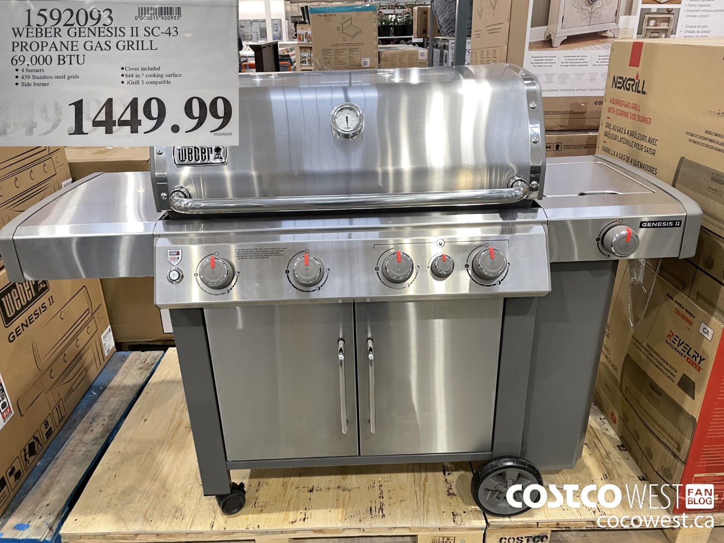 1592093 WEBER GENESIS II SC-43 PROPANE GAS GRILL 69,000 BTU $1449.99