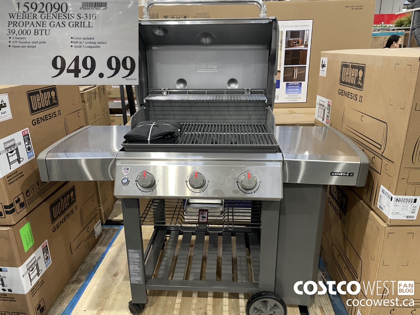 1592090 WEBER GENESIS S-316 PROPANE GAS GRILL 39,000 BTU $949.99