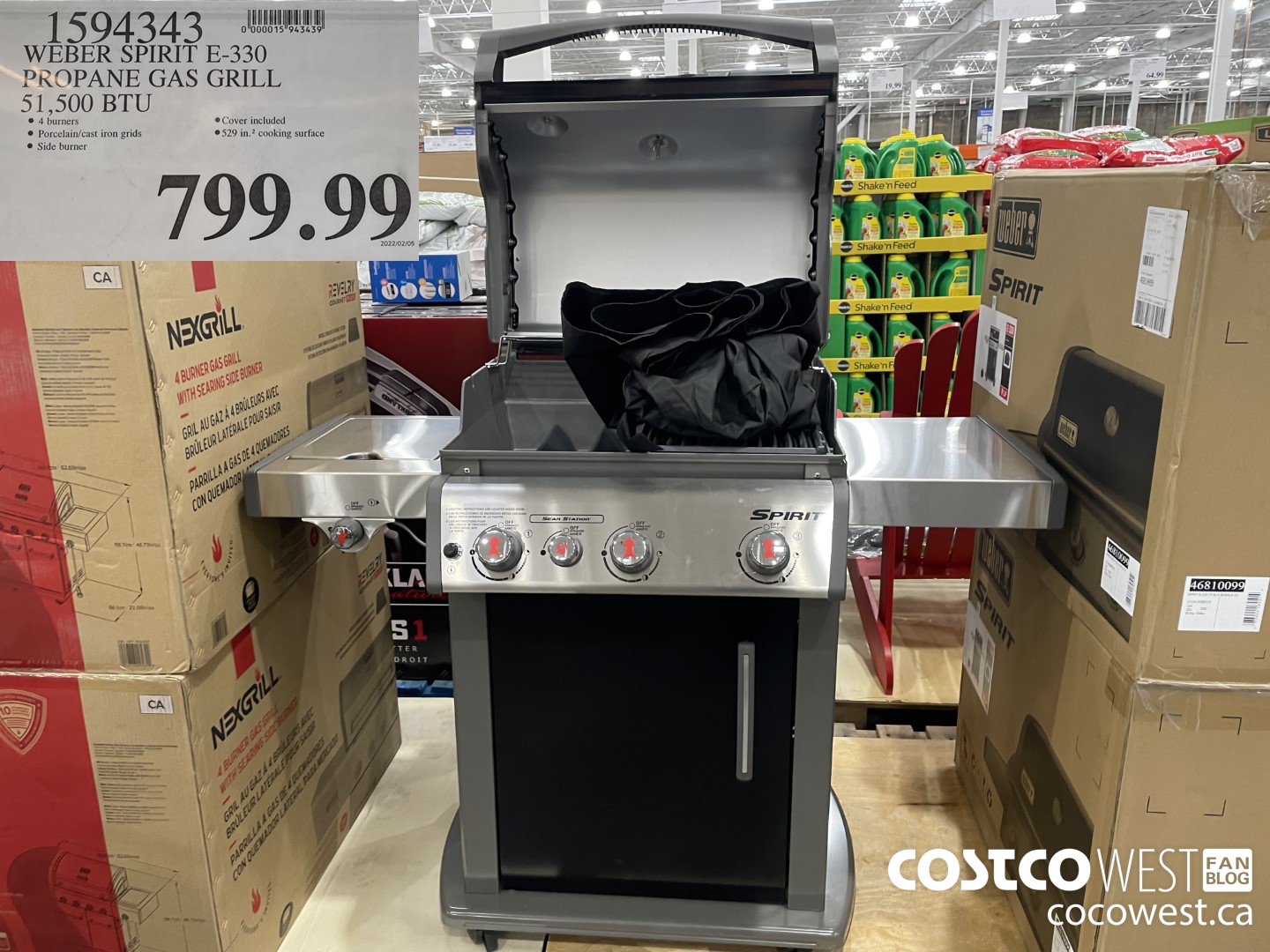 1594343 WEBER SPIRIT E-330 PROPANE GAS GRILL 51,500 BTU $799.99