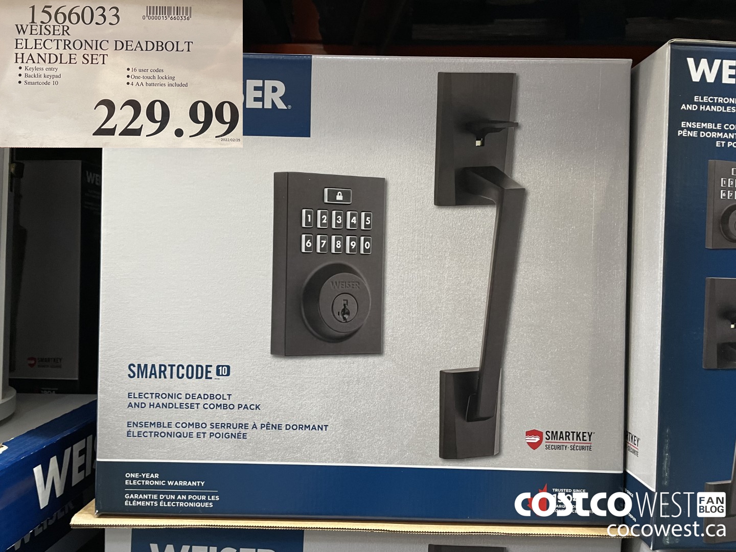 1566033 WEISER ELECTRONIC DEADBOLT HANDLE SET $229.99