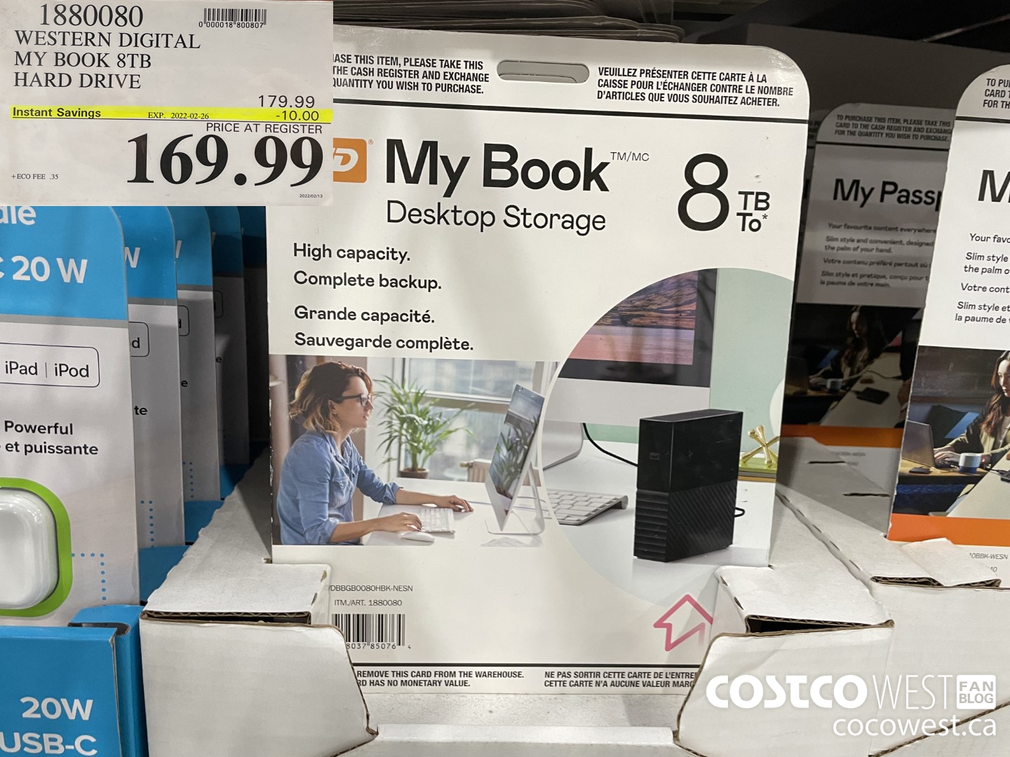 1880080 WESTERN DIGITAL MY BOOK 8TB HARD DRIVE ($10.00 INSTANT SAVINGS EXPIRES ON 2022-02-26) $169.99