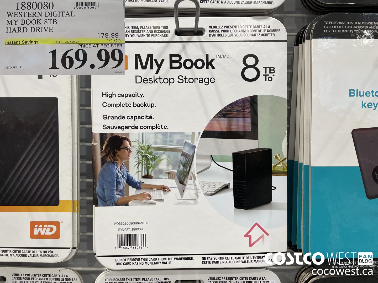1880080 WESTERN DIGITAL MY BOOK 8TB HARD DRIVE ($10.00 INSTANT SAVINGS EXPIRES ON 2022-02-26) $169.99