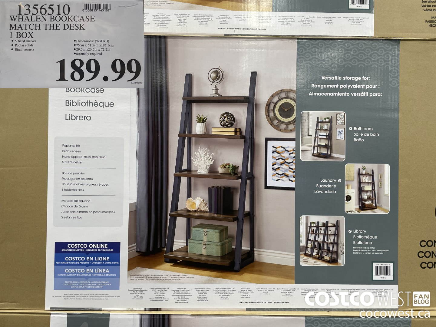 1356510 WHALEN BOOKCASE MATCH THE DESK 1 BOX $189.99