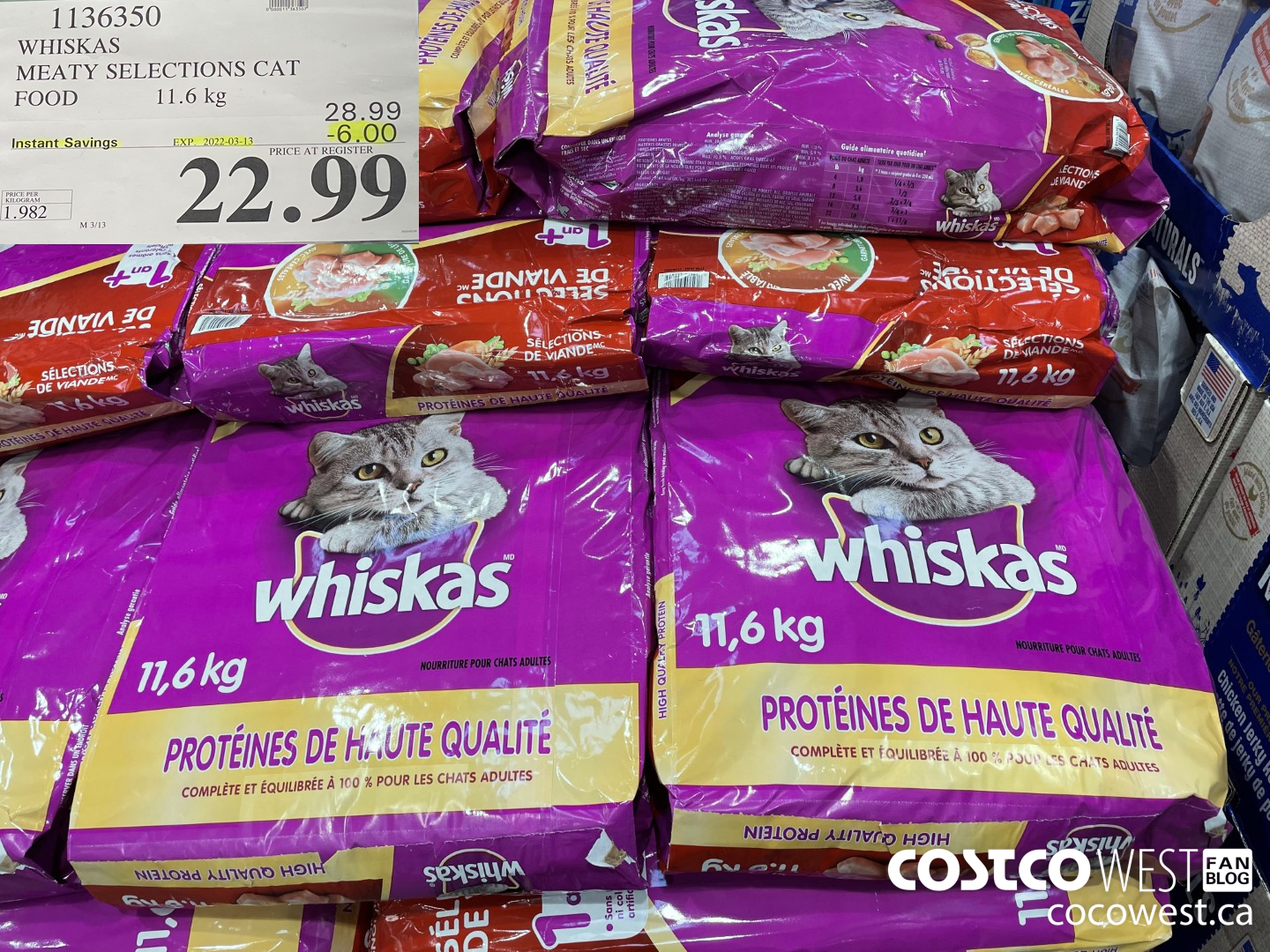 1136350 WHISKAS MEATY SELECTIONS CAT FOOD 11.6 kg ($6.00 INSTANT SAVINGS EXPIRES ON 2022-03-13) $22.99