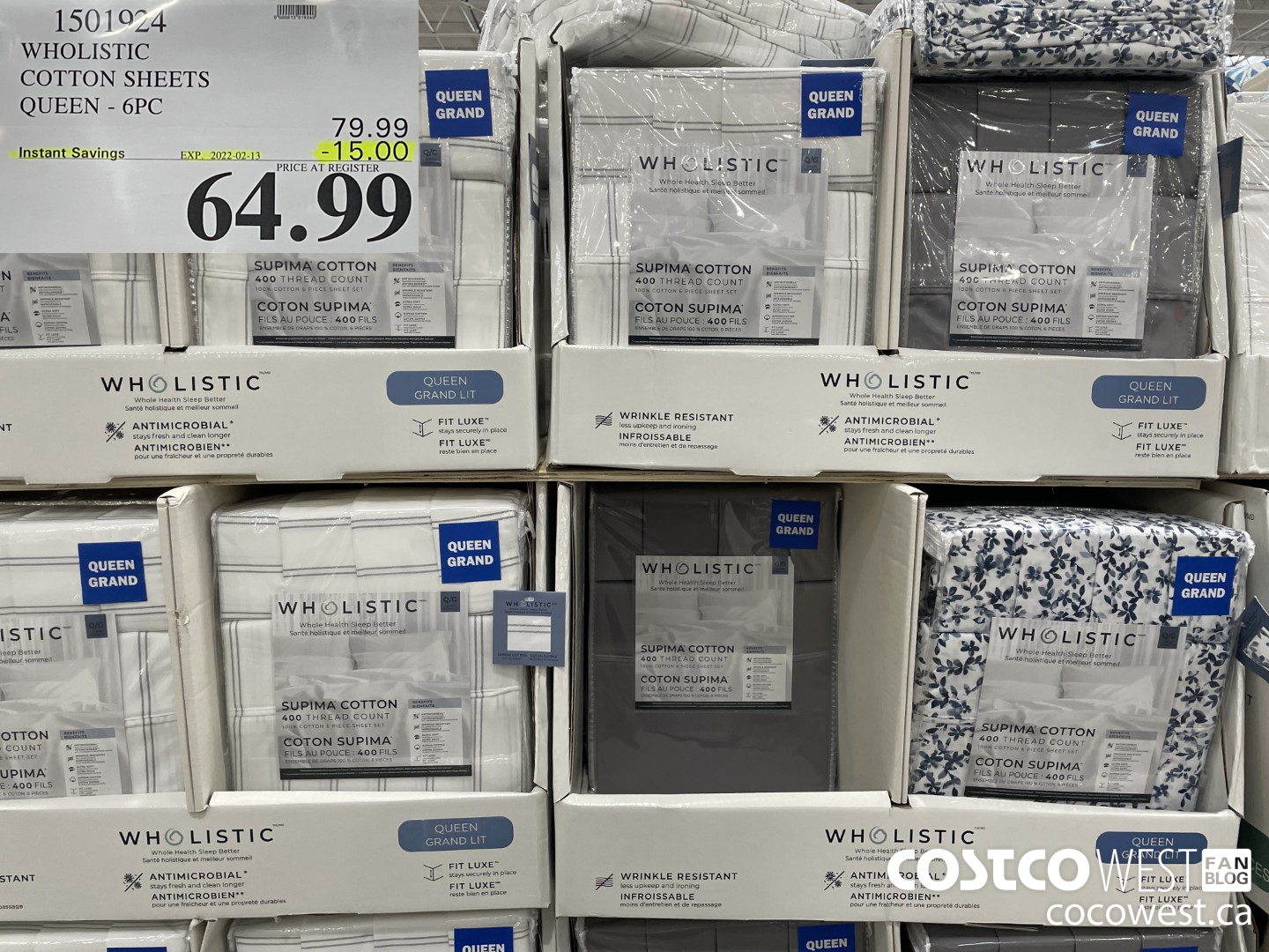 1501924 WHOLISTIC COTTON SHEETS QUEEN - 6PC  ($15.00 INSTANT SAVINGS EXPIRES ON 2022-02-13) $64.99