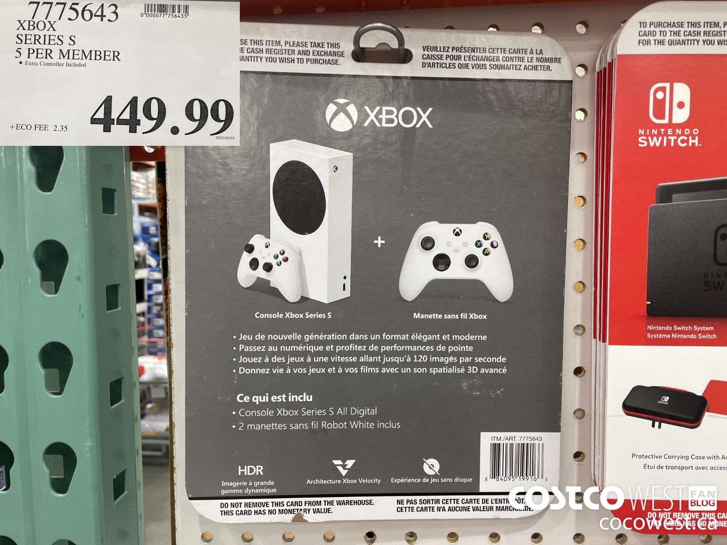 7775643 XBOX SERIES S 5 PER MEMBER $449.99
