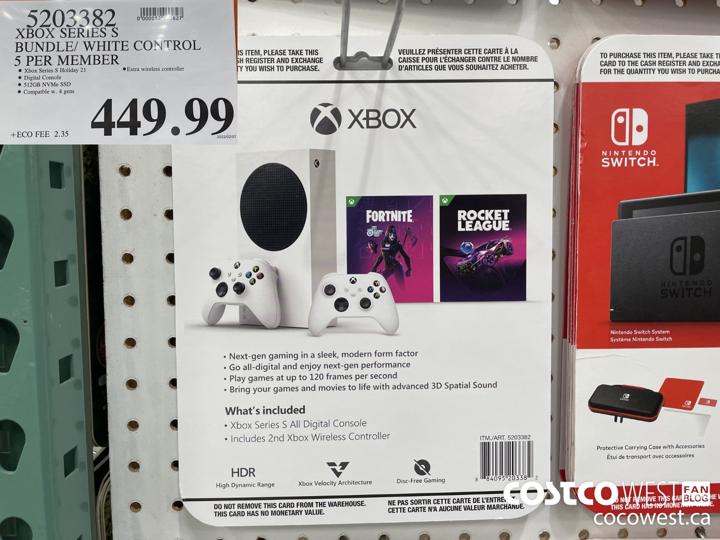 5203382 XBOX SERIES S BUNDLE/ WHITE CONTROL 5 PER MEMBER $449.99