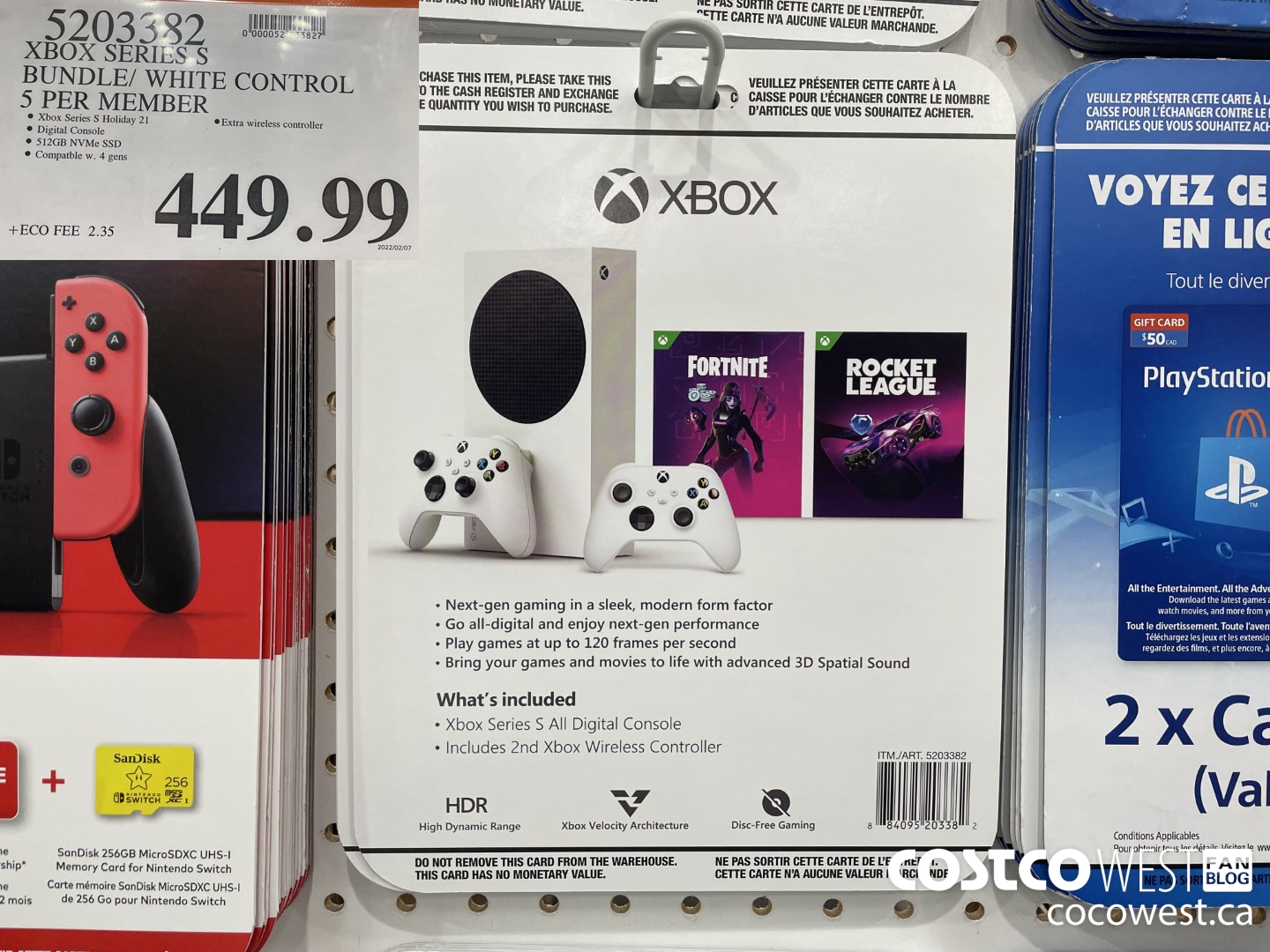 5203382 XBOX SERIES S BUNDLE/ WHITE CONTROL 5 PER MEMBER $449.99