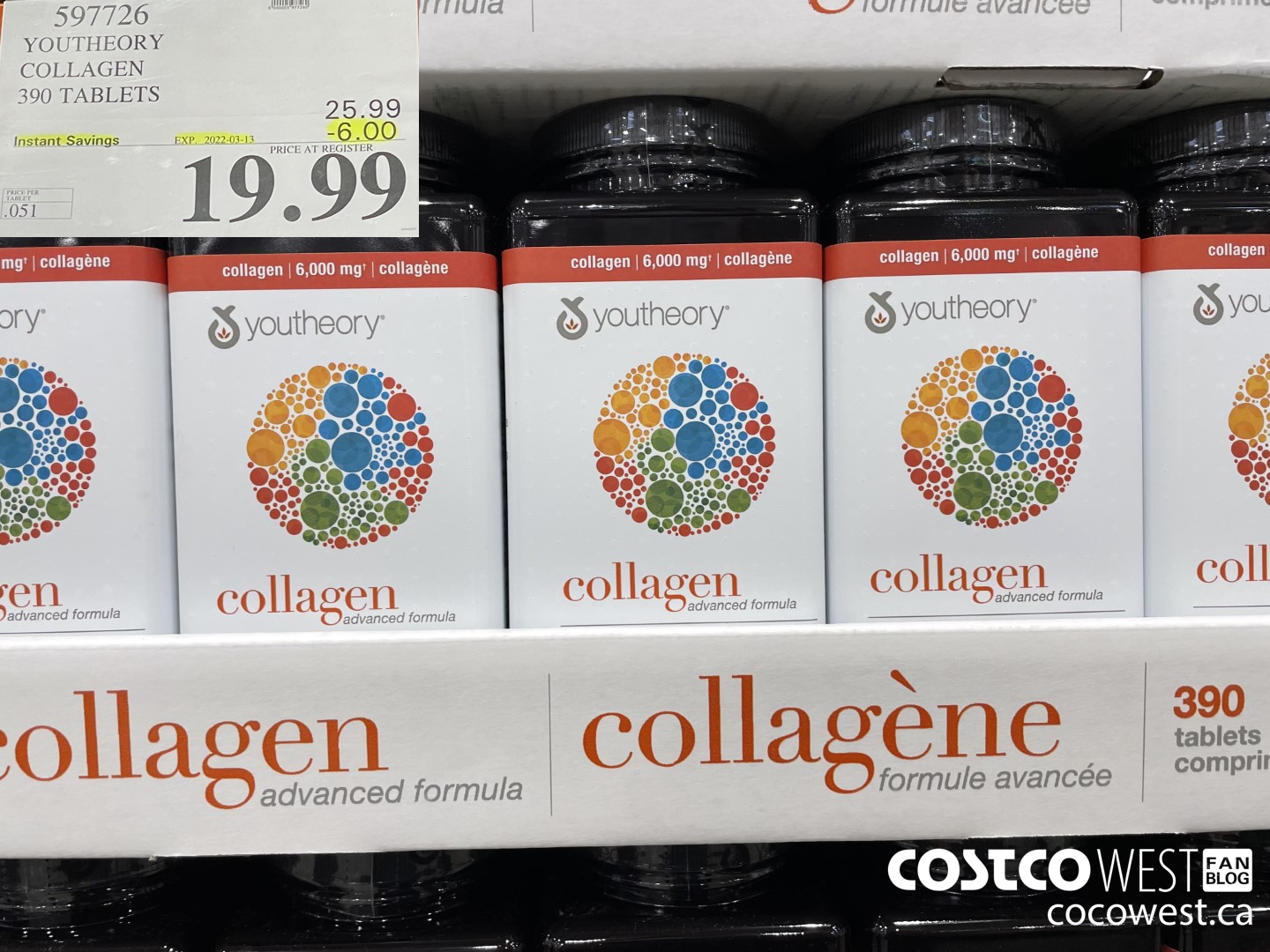 597726 YOUTHEORY COLLAGEN 390 TABLETS ($6.00 INSTANT SAVINGS EXPIRES ON 2022-03-13) $19.99