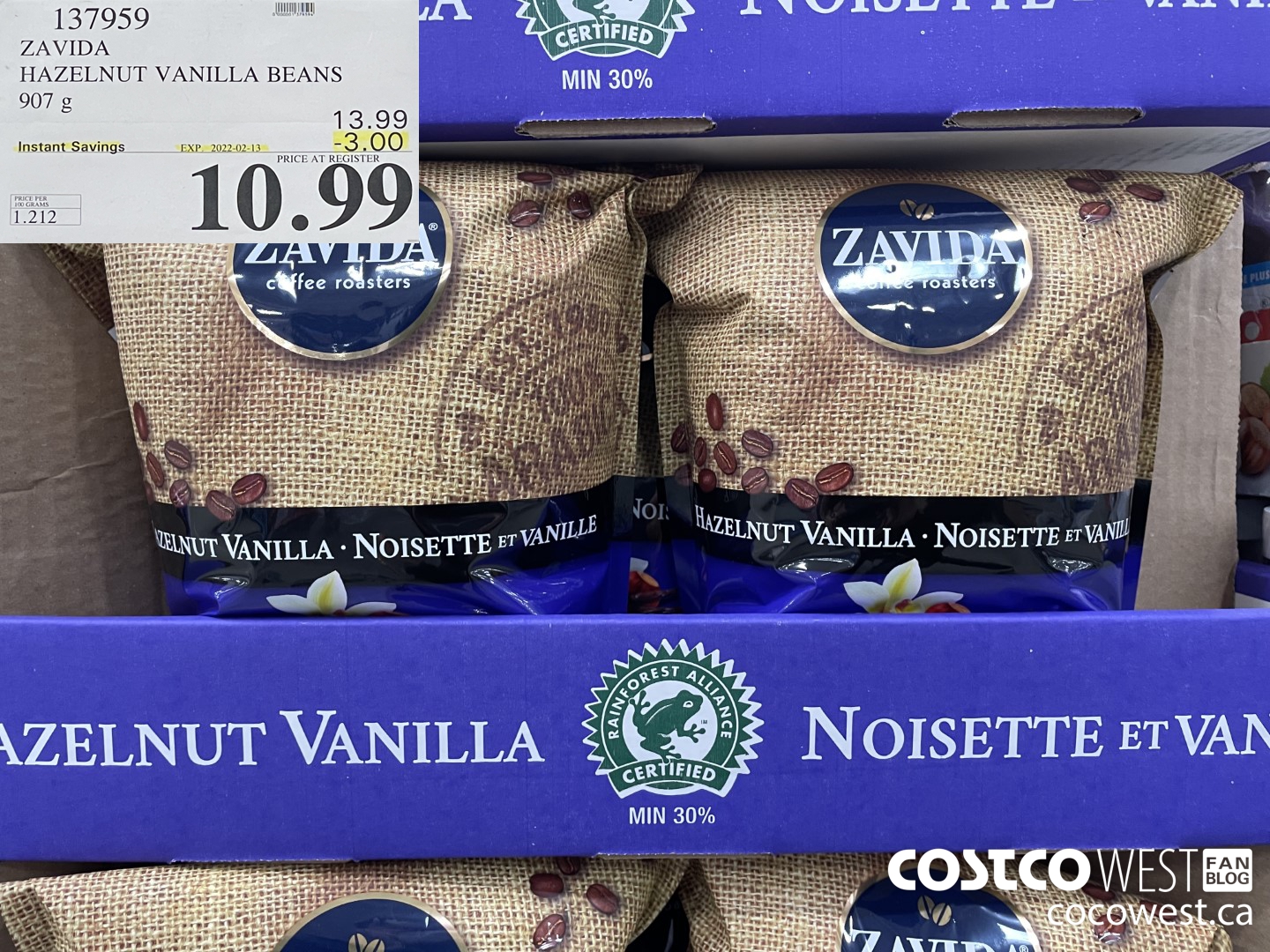 137959 ZAVIDA HAZELNUT VANILLA BEANS 907 g ($3.00 INSTANT SAVINGS EXPIRES ON 2022-02-13) $10.99